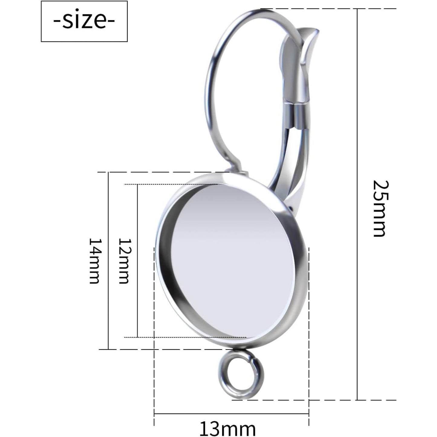 Cabochon Settings,20 Pieces Stainless Steel French Earring Hoops Blank with Loop Leverback Earring Findings Fit 12mm Cabochons Charms Earrings DIY