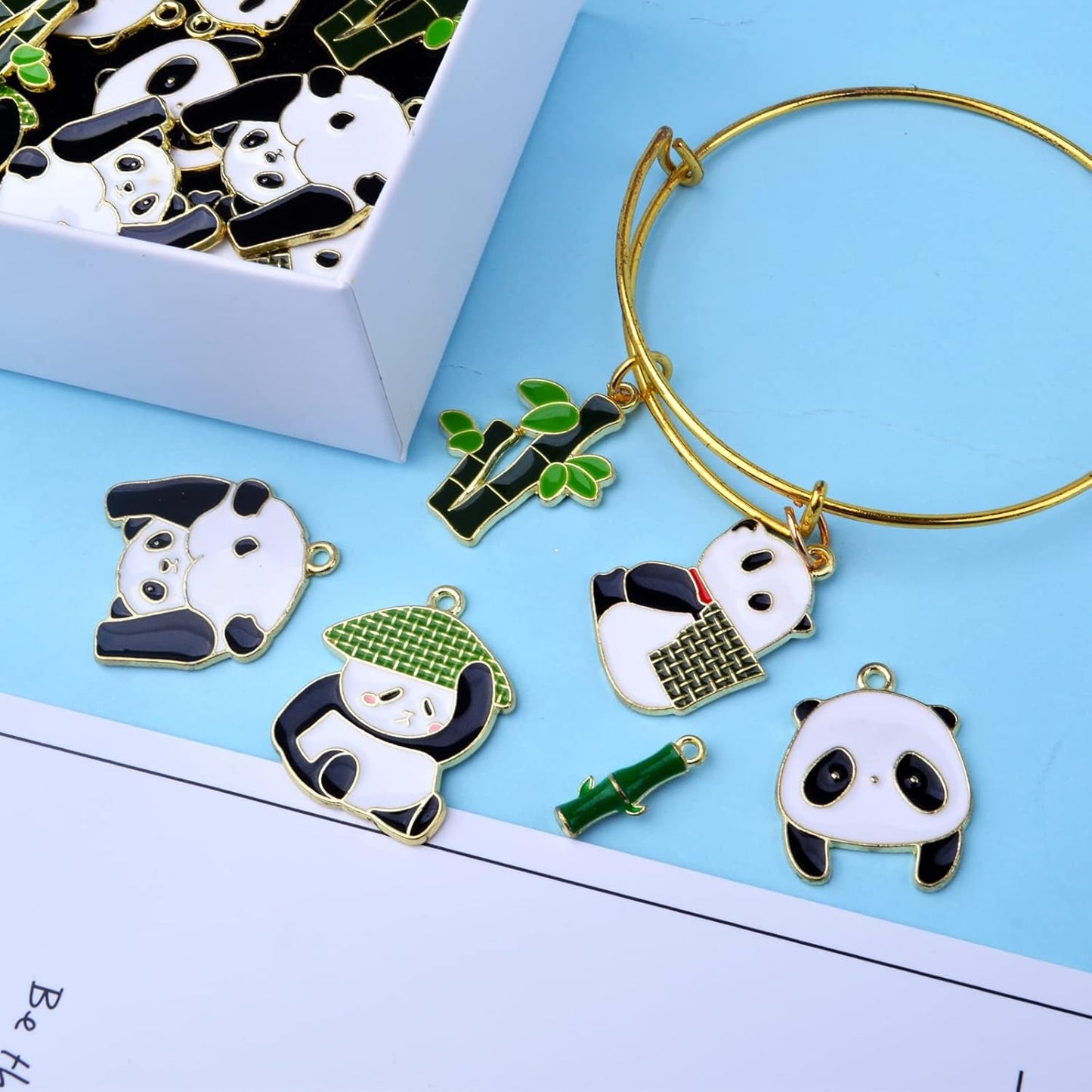 18pcs 6 Styles Enamel Panda Bamboo Charms Cute Animal Dangle Pendants Charm Jewelry Making Accessories for DIY Earrings Necklace Bracelet