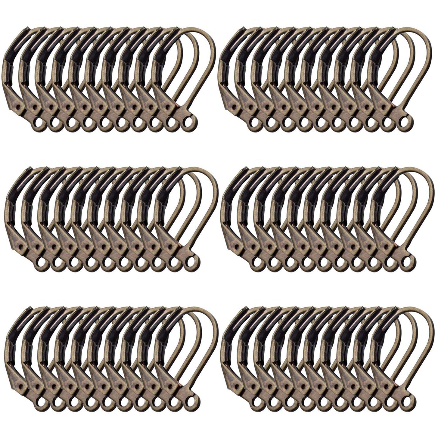 Earrings Hooks Leverback, 60pcs Leverback Earring Hooks Earwires Open Loop French Style for Earring Jewelry Making, Antique Bronze, White Gold, Silver, Gold, KC Gold, Rosegold