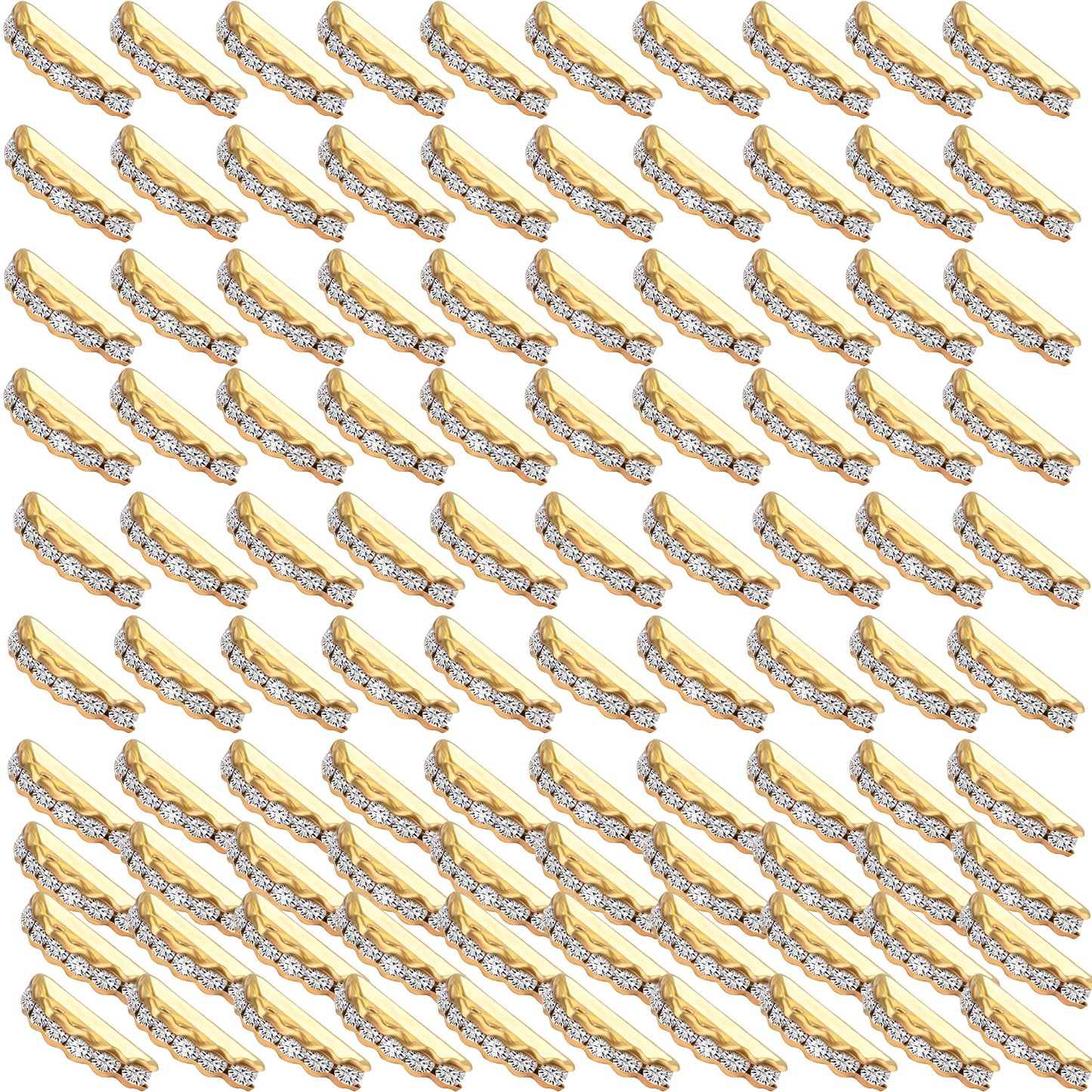 100pcs Rhinestone Spacer Bar Beads 3 Holes Alloy Half Round Crystal Spacers Link Connectors Beads for DIY Multi Strand Bracelet Crafts Jewelry Making, Gold and Silver, 19 mm x 7.5 mm