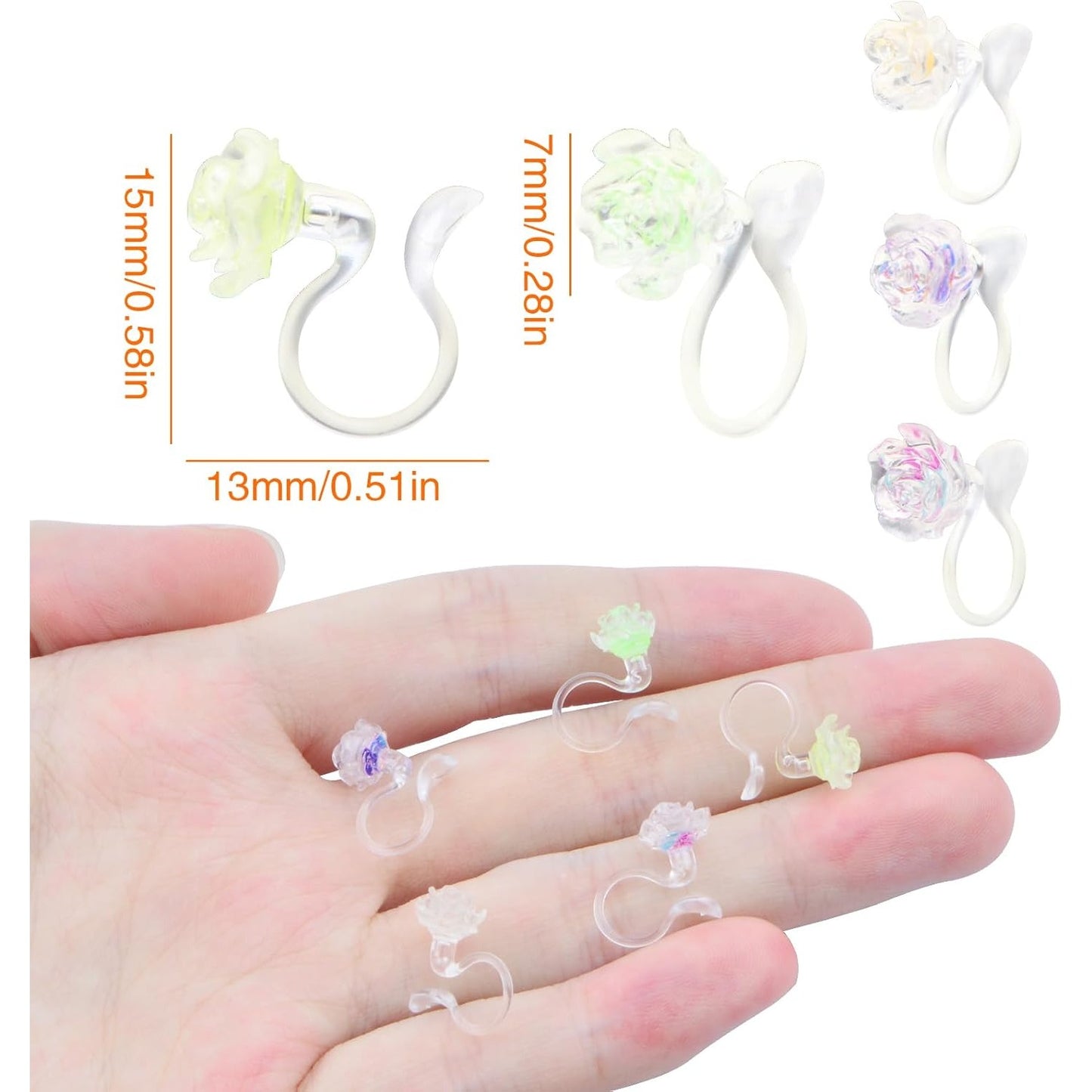 5 Pairs Camellia Clip-on Earring Converters Plastic Camellia Flower Shape Earring Clips Components for Non Pierced Ears DIY Jewelry Making Findings, 5 Colors