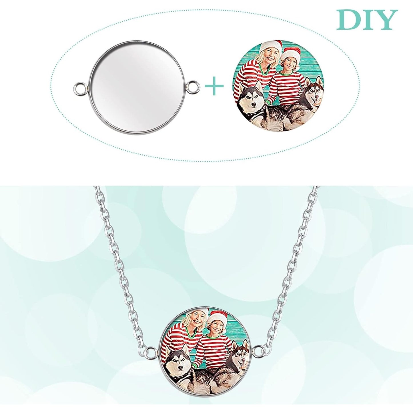 20pcs 25 mm Stainless Steel Round Blank Pendant Trays Connector Flat Base Bezel Cabochon Settings Pendant Blanks Links for DIY Bracelet Necklace Jewelry Making Cameo Photo