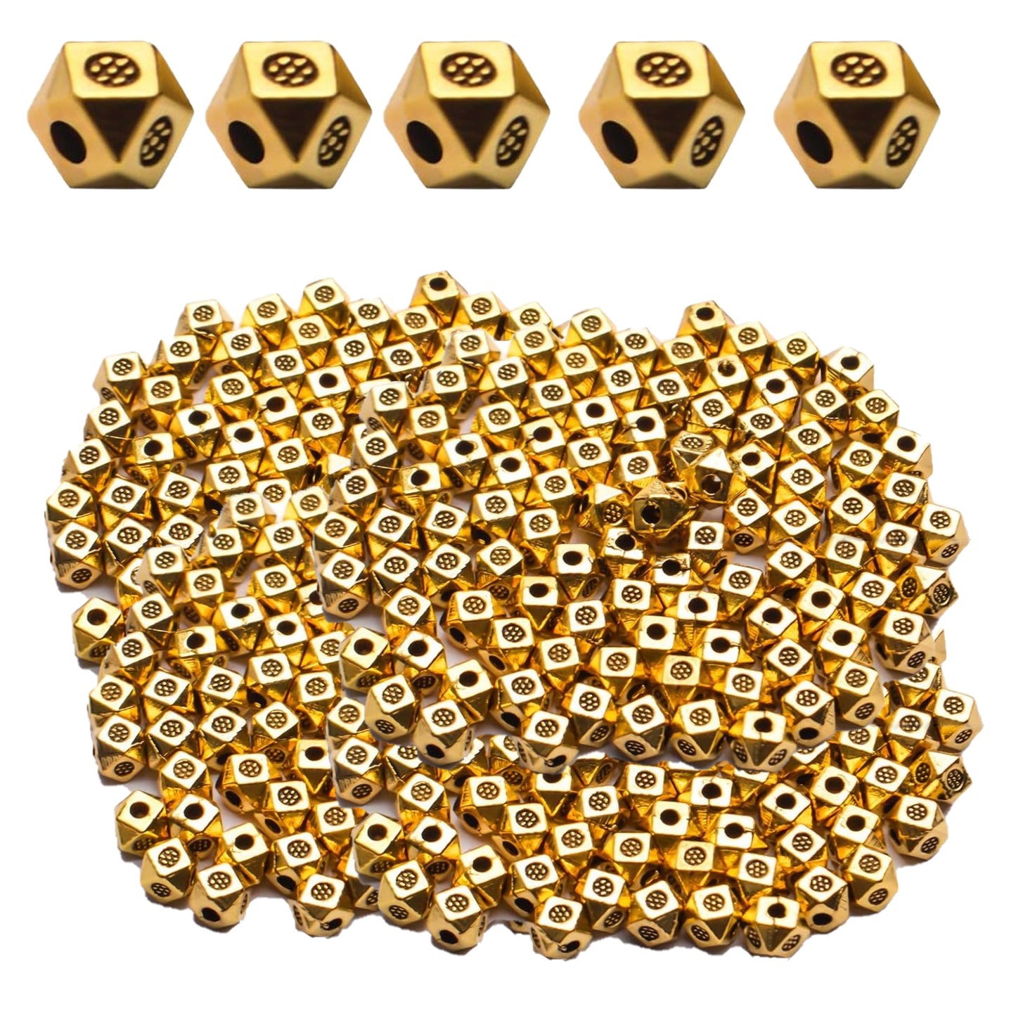 200pcs Antique Silver Cube Spacer Beads Rondelle Shape Spacer Hole Beads Loose Beads for DIY Bracelet Necklace Jewelry Making Crafts Handmade Supplies,Polka dot,3.5mm*1.1mm