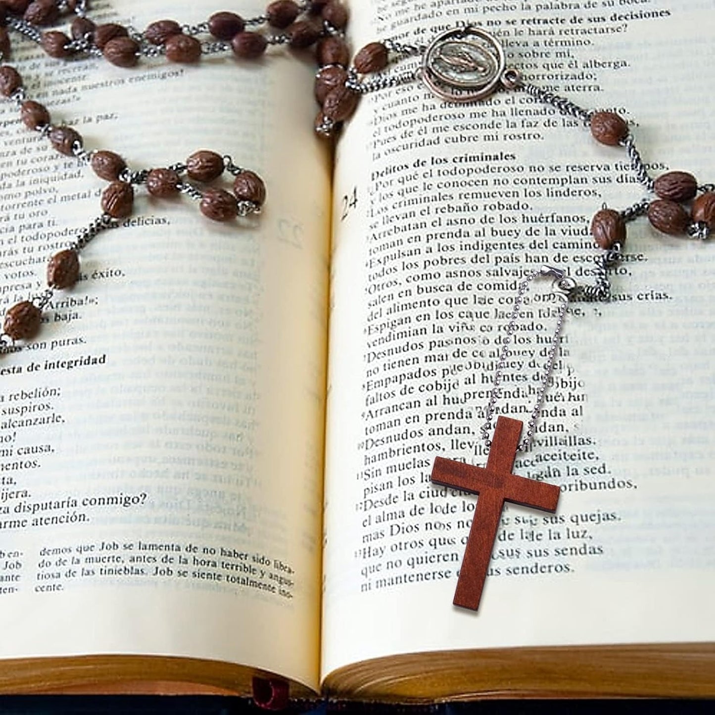 50pcs Brown Wood Cross Charms Wooden Religious Cross Pendants with 50pcs Silver Metal Ball Bead Chains for DIY Necklace Bracelet Crafts Jewelry Making Accessories