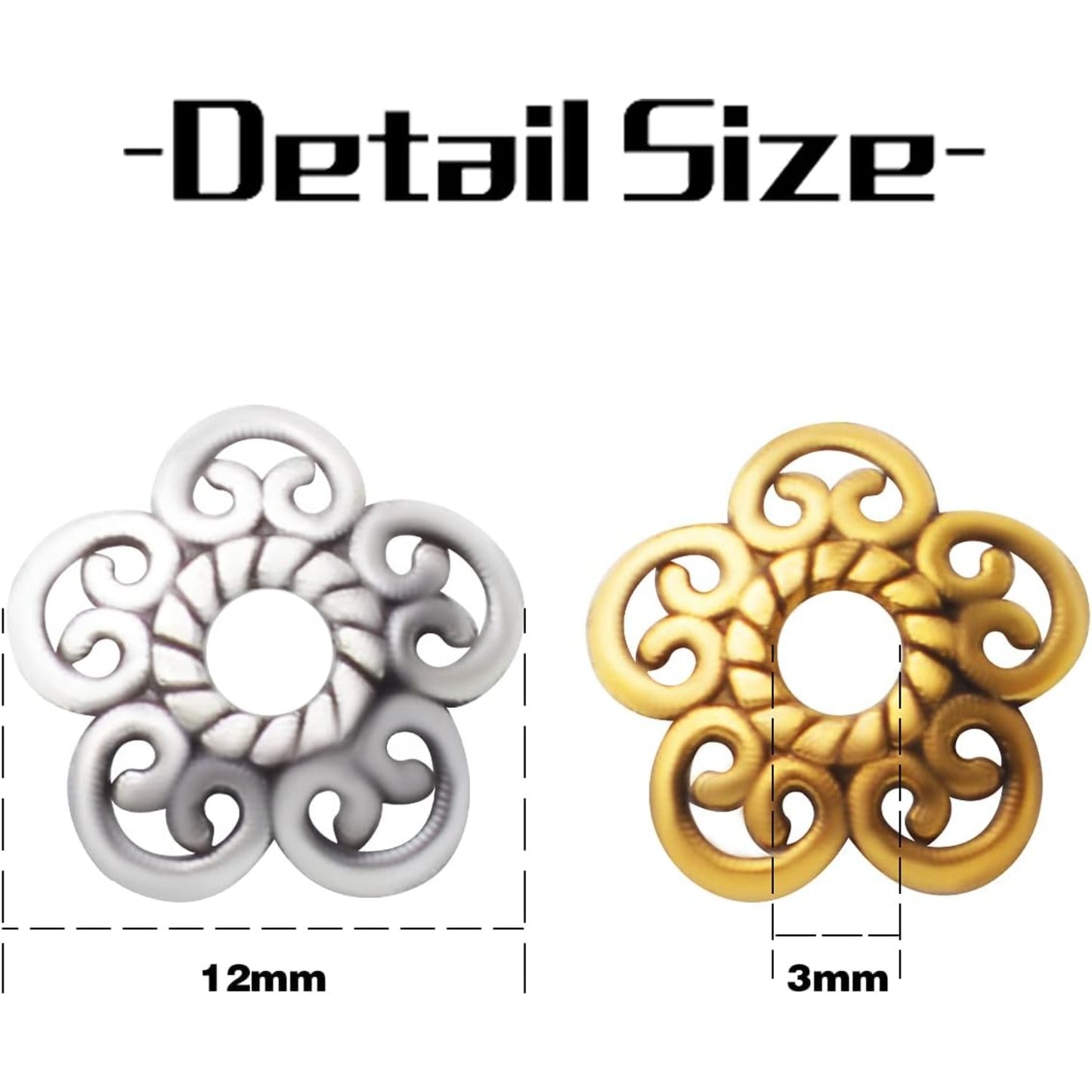200pcs 12mm Flower Beads Tibetan Alloy Spacer Bead Cap Jewelry Flower Caps Loose Bead for DIY Jewelry Bracelet Making,Antique Gold and Antique Silver