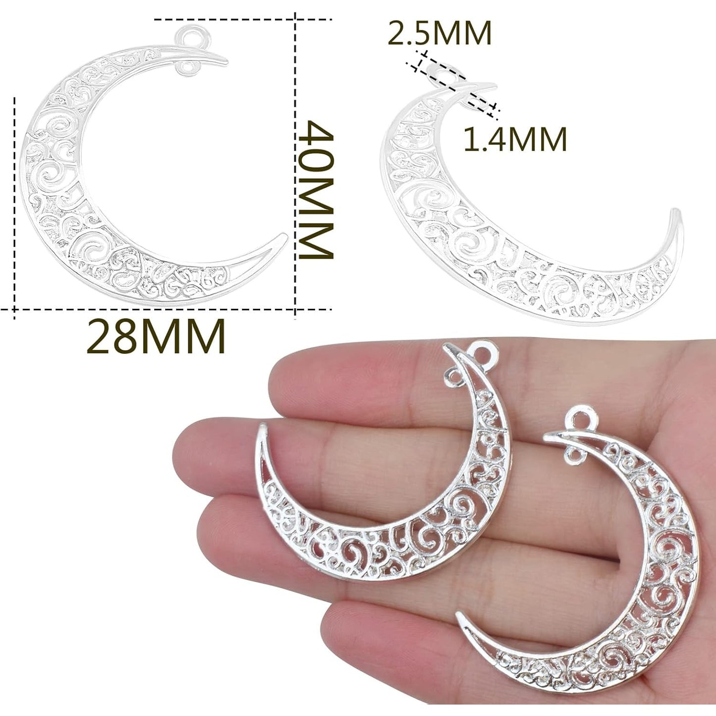 40pcs Hollow Moon Charms Crescent Moon Pendants Celestial Charms Crafts Supplies for DIY Bracelet Necklace Jewelry Making Accessory