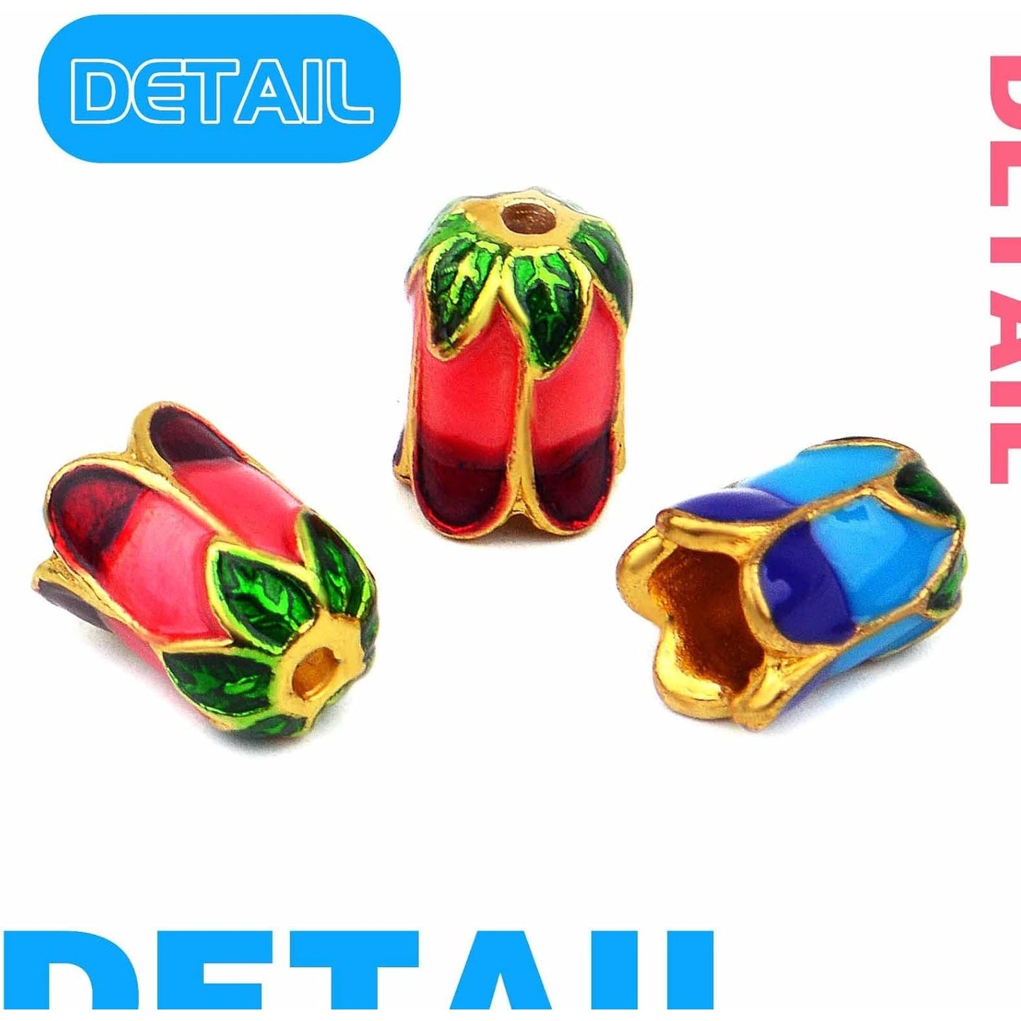 16pcs Enamel Flower Bead Caps Alloy Flower Spacer Beads Caps Floral End Caps Terminators for DIY Necklace Bracelet Earring Jewelry Making Supplies, 2 Colors