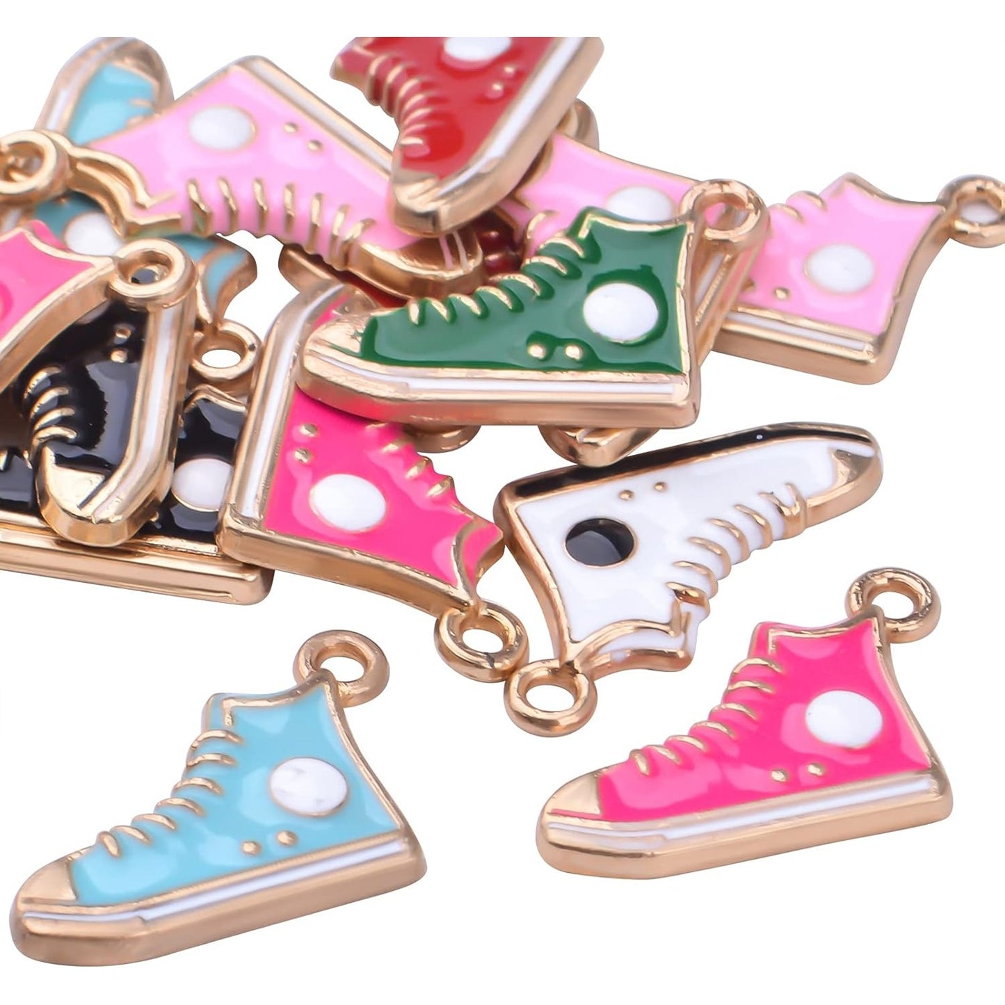21pcs 7 Colors Alloy Shoes Charms Enamel Cute High-Top Sneaker Shoes Pendants Charms for DIY Earrings Bracelet Necklace Jewelry Making Accessories