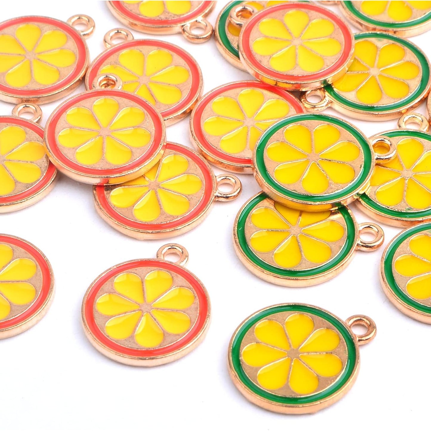 20 Pieces Cute Enamel Lemon Orange Pendant Charms Alloy Fruit Shape Dainty Dangle Charms Ornaments for DIY Necklace Bracelet Earrings Crafts Jewelry Making, 2 Colors