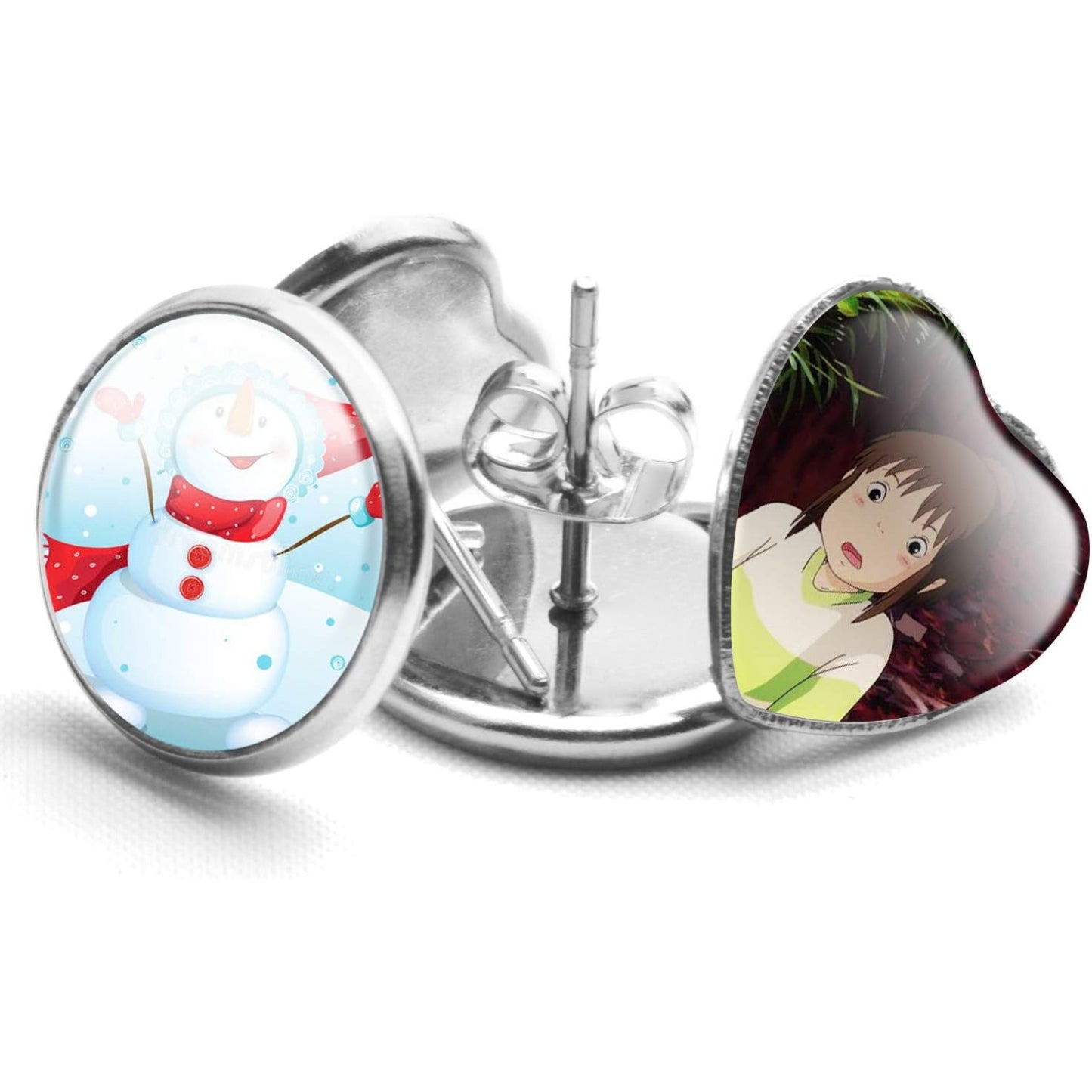 60pcs Stainless Steel Earring Bezels Stud Earring Cabochon Post Cups with 60pcs Clear Glass Cabochon and 60pcs Butterfly Earring Backs