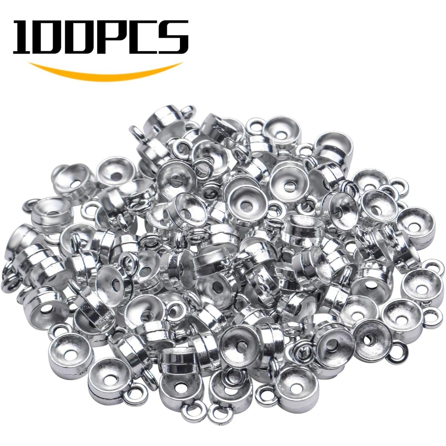100pcs Tibetan Antique Silver Connectors Bails Beads Column Bail Beads Dangle Hanger Tube Bead with Loop for European Charm Bracelet Pendants Jewelry Making