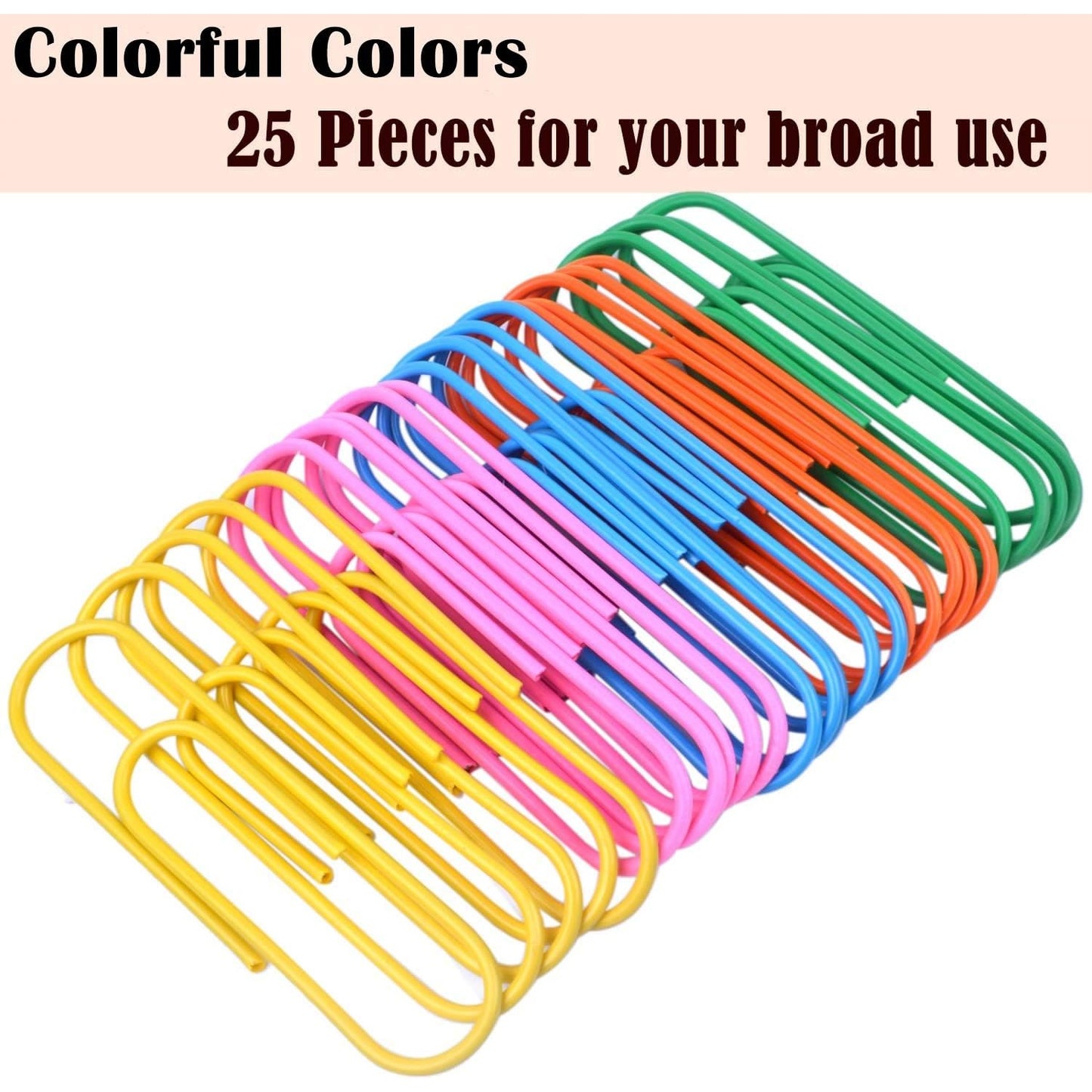 BronaGrand 4 Inch Extra Large Paper Clips Vinyl Coated, 25 Pieces Jumbo Giant Paper Clip,Mixed Colors