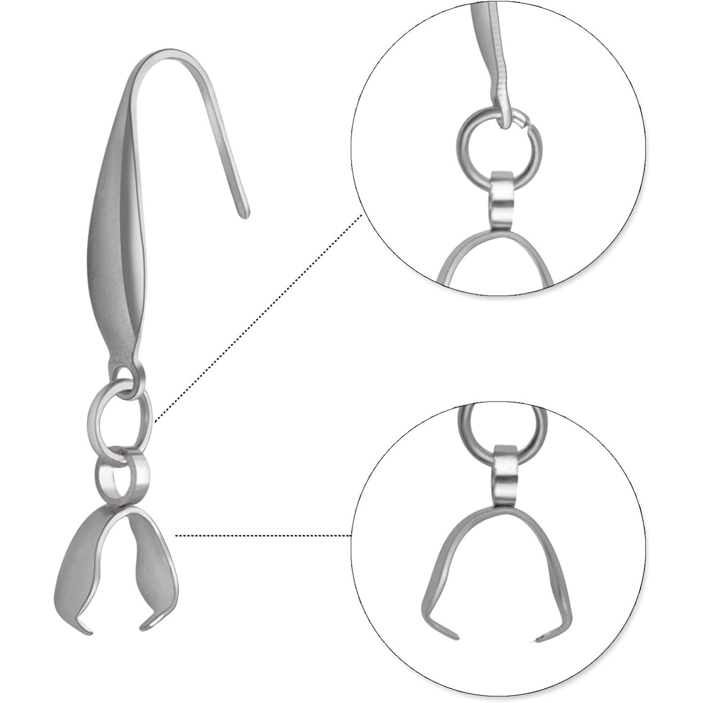 Stainless Steel Earring Hooks, 30pcs Hypoallergenic Pendant Clasp Earring Hooks Ear Wire Buckle Dangle Earrings for Women Jewelry Making Supplies, 34 mm x 13 mm
