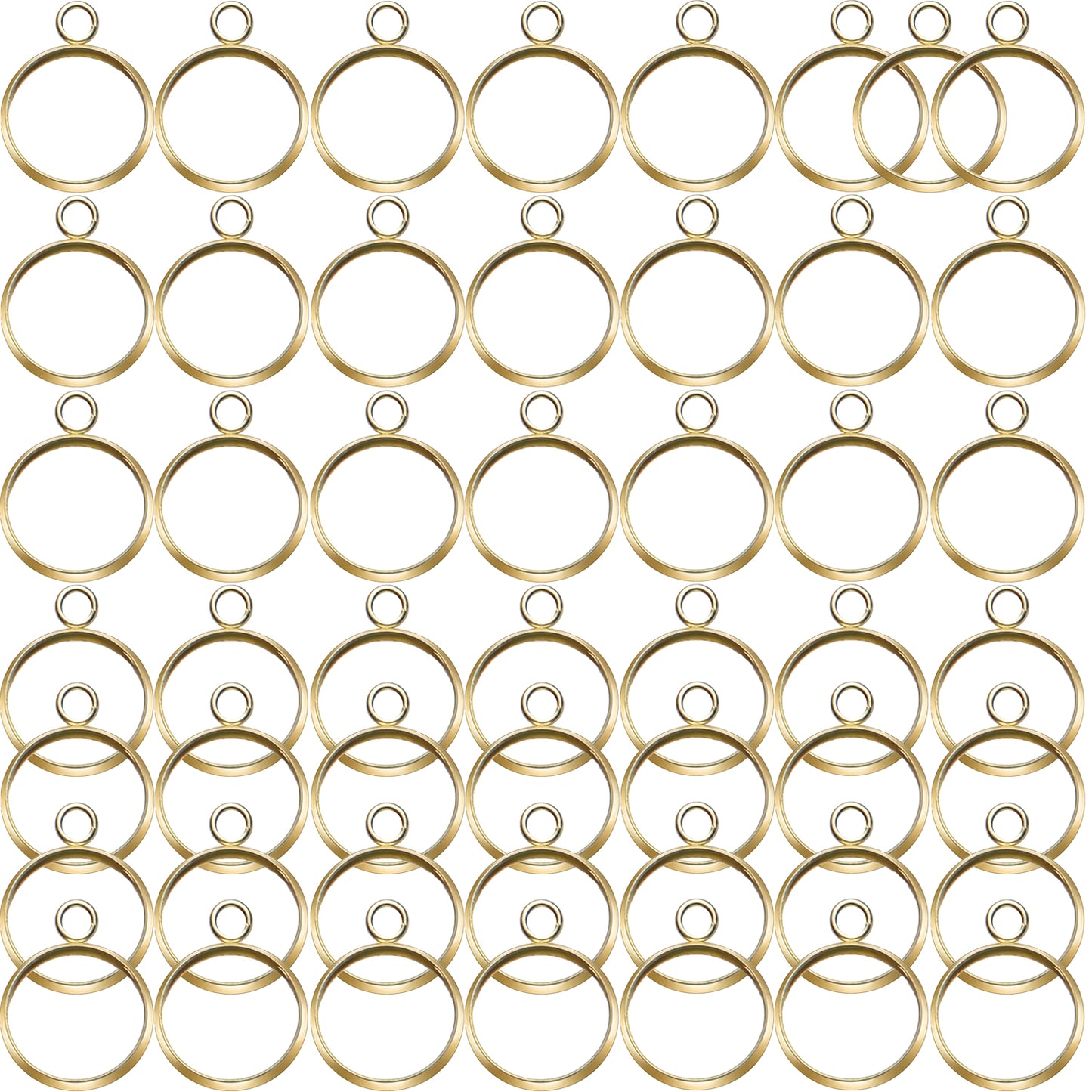 Stainless Steel Bezel Pendant Round Blank Trays, 50 Pcs - Cabochon Settings for Necklace & Earring DIY Jewelry Making