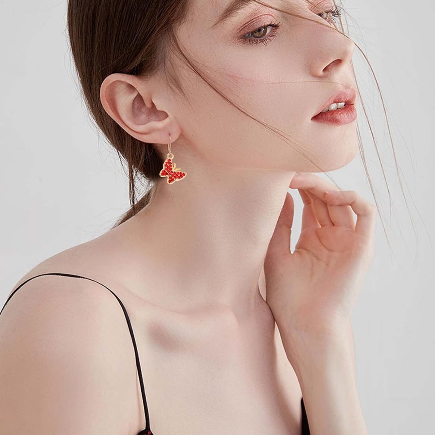 20pcs Butterfly Charms with Shiny Rhinestone Alloy Crystal Butterfly Dangle Pendants Craft Supplies for DIY Bracelet Necklace Earring Jewelry Making Findings, 5 Colors