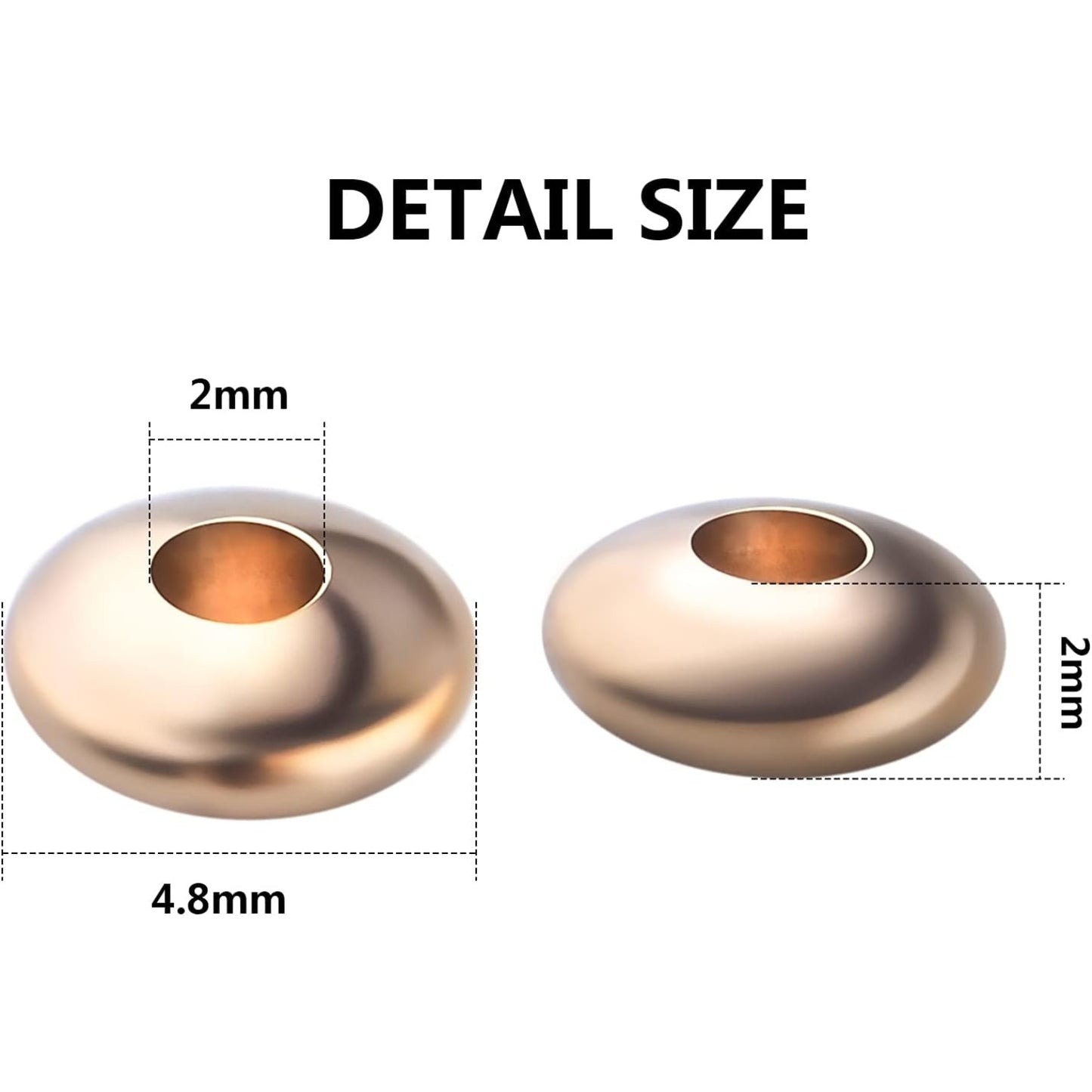 Brass Spacer Beads, 200pcs Gold Round Spacers Beads Flat Rondelle Spacer Beads Abacus Beads Loose Bead Spacer for Jewelry DIY Bracelet Necklace Making Accessory