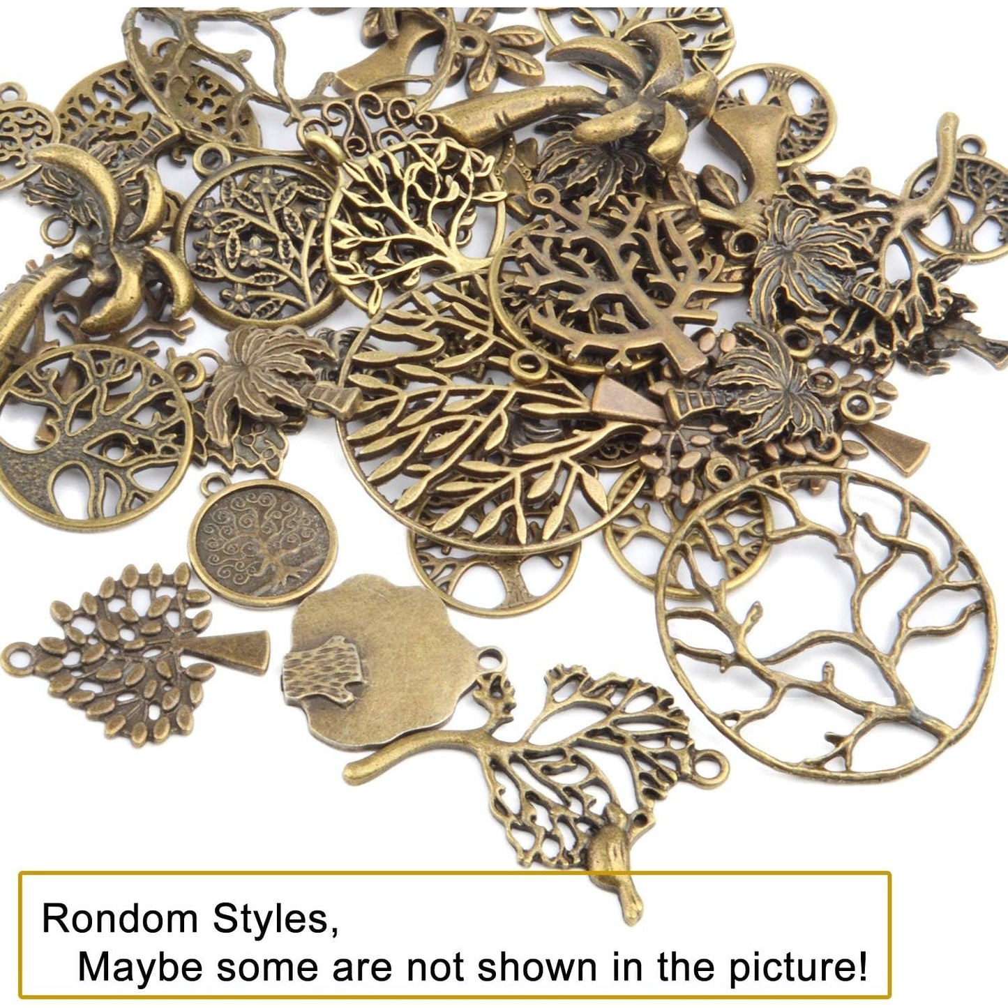 Jewelry Making Charms, 100g (40-50pcs) Craft Supplies Mixed Tree of Life Beads Charms Pendants Jewelry Findings for DIY Necklace Bracelet