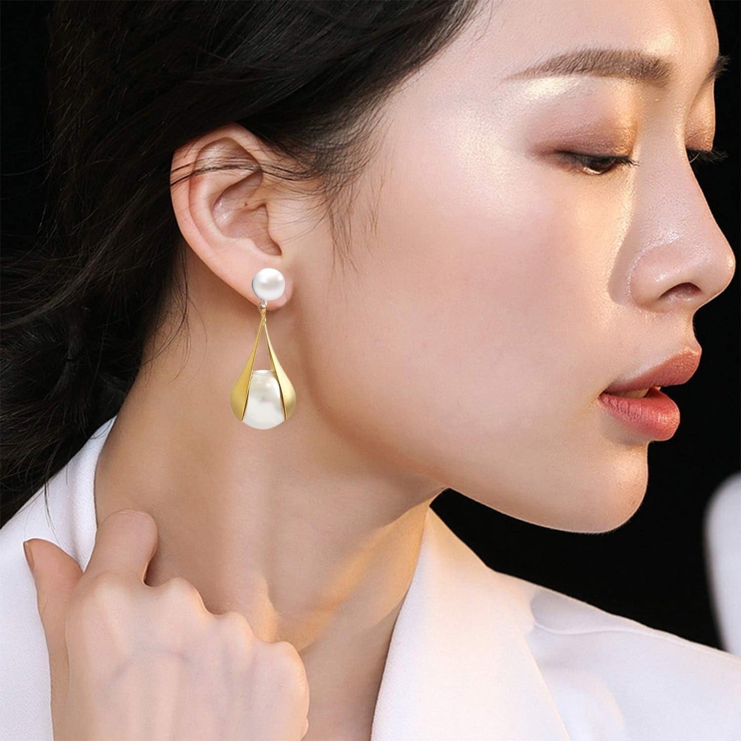 90pcs Faux Pearl Hypoallergenic Earring Posts Stud Earrings with Loop Metal Post Earring Studs and 90pcs Silver Butterfly Earring Backs for DIY Earring Jewelry Making