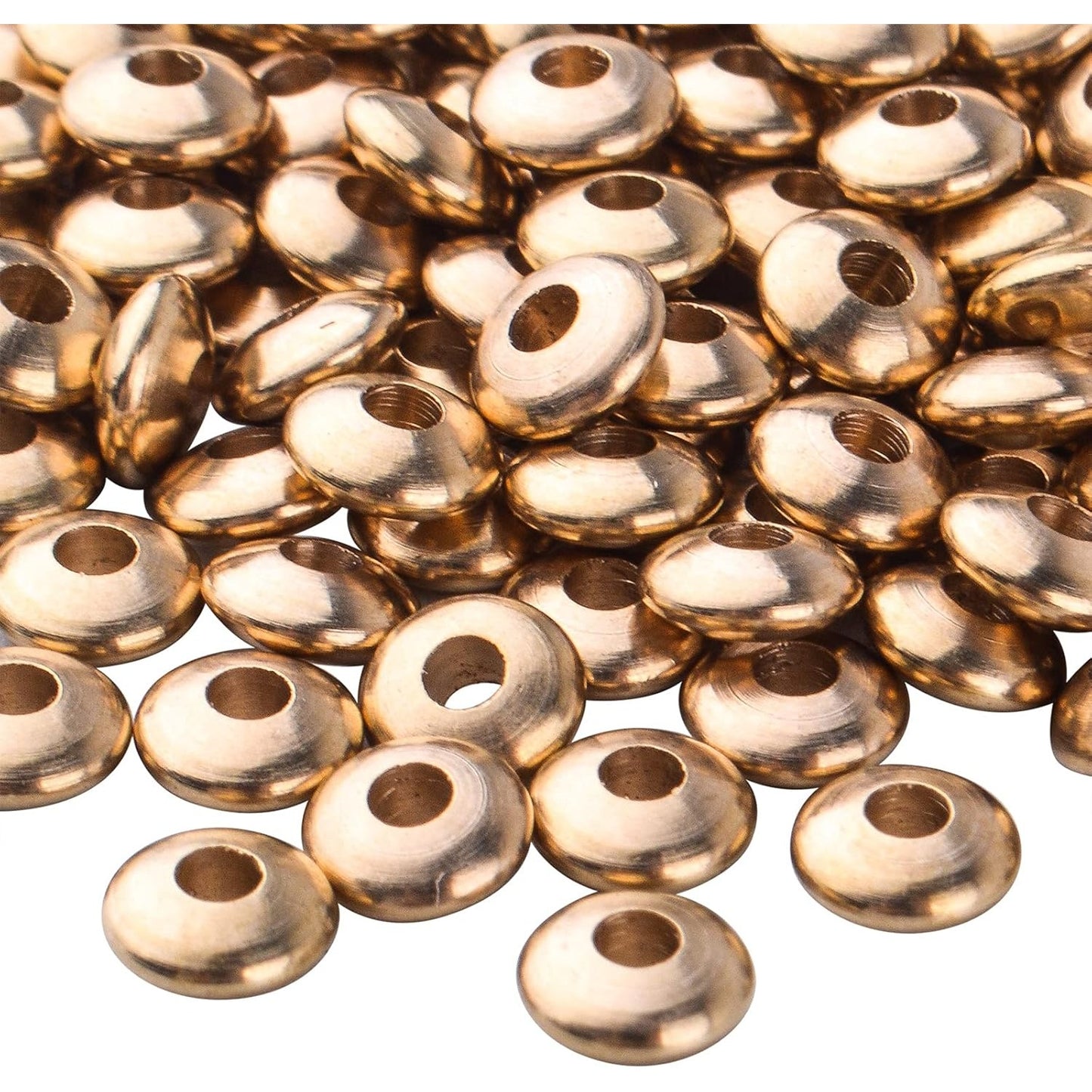 Brass Spacer Beads, 200pcs Gold Round Spacers Beads Flat Rondelle Spacer Beads Abacus Beads Loose Bead Spacer for Jewelry DIY Bracelet Necklace Making Accessory