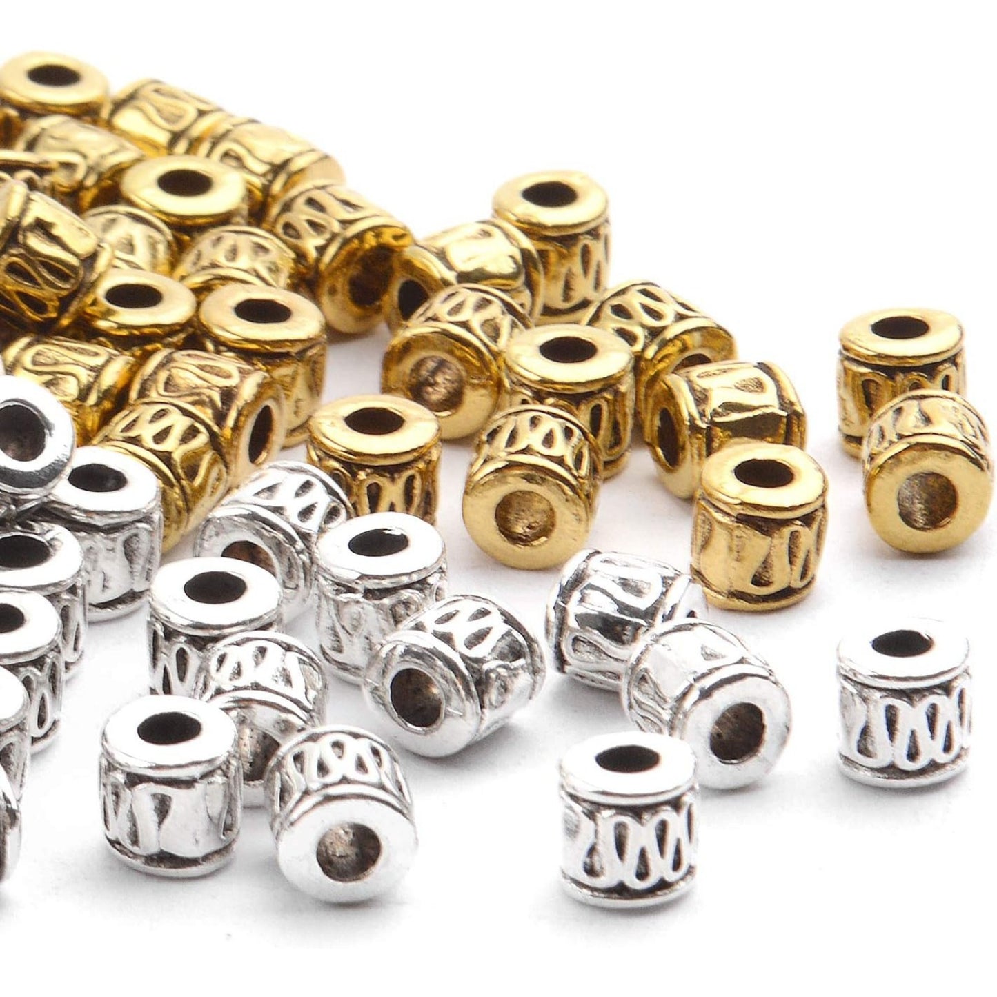 100pcs Antique Spacer Beads Column Tube Metal Spacers Jewelry Beads for Making Bracelet Crafting,5 * 5mm