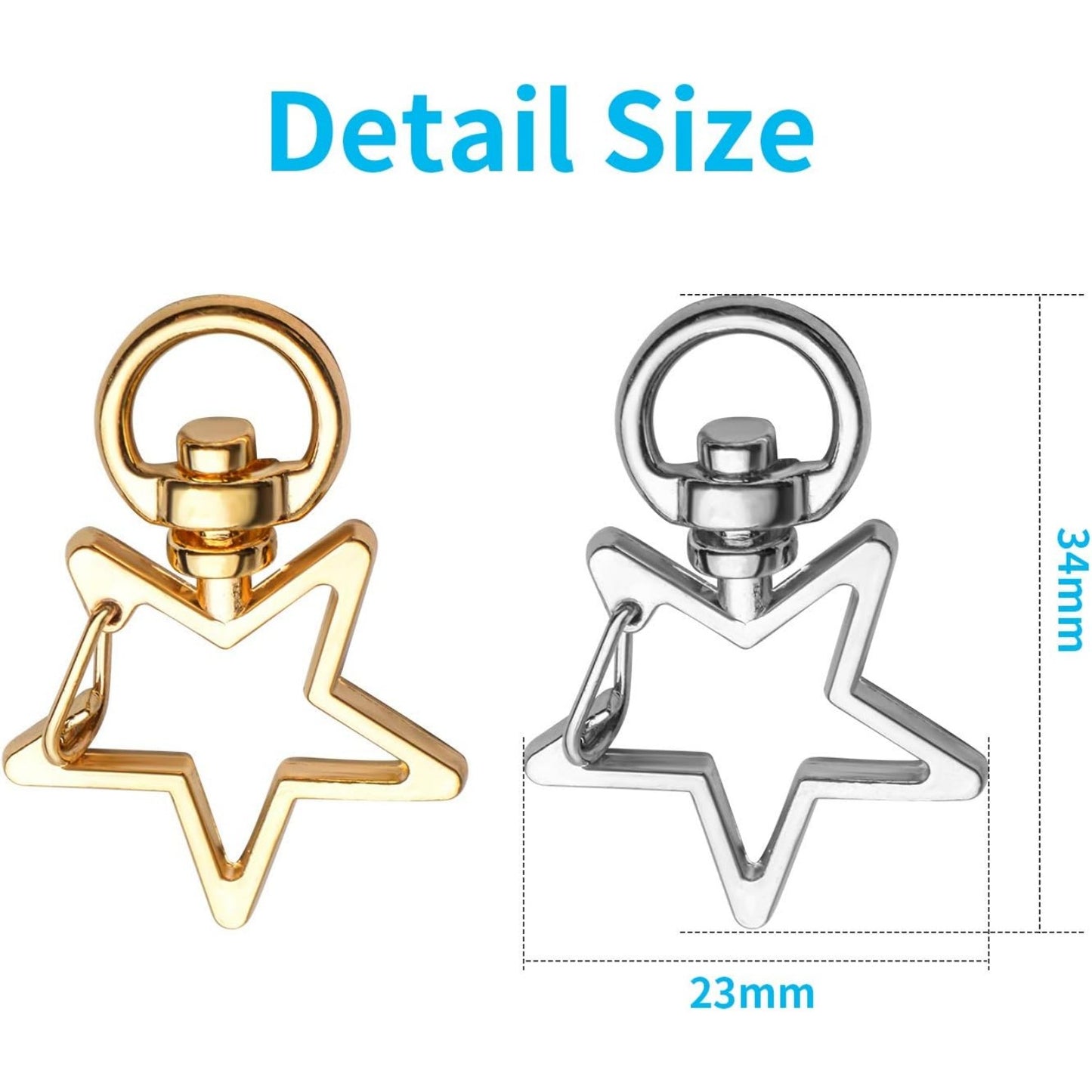 Swivel Clasps Clips,40pcs Metal Swivel Lobster Claw Clasp Star Shape Snap Hook Clip Small DIY Accessories for Crafting Keyrings Bags Jewellery-Gold,Silver