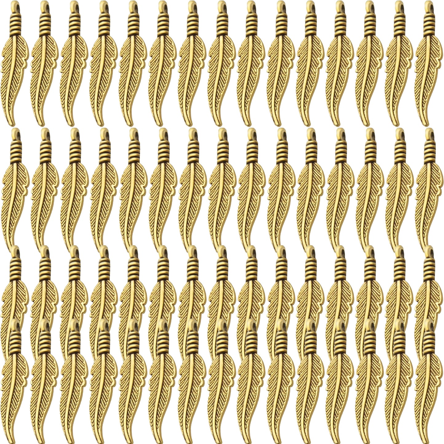 60pcs Craft Supplies Feather Charms Pendants Tibetan Alloy Leaf Charms for DIY Earring Necklace Jewelry Making Accessory,6 Colors