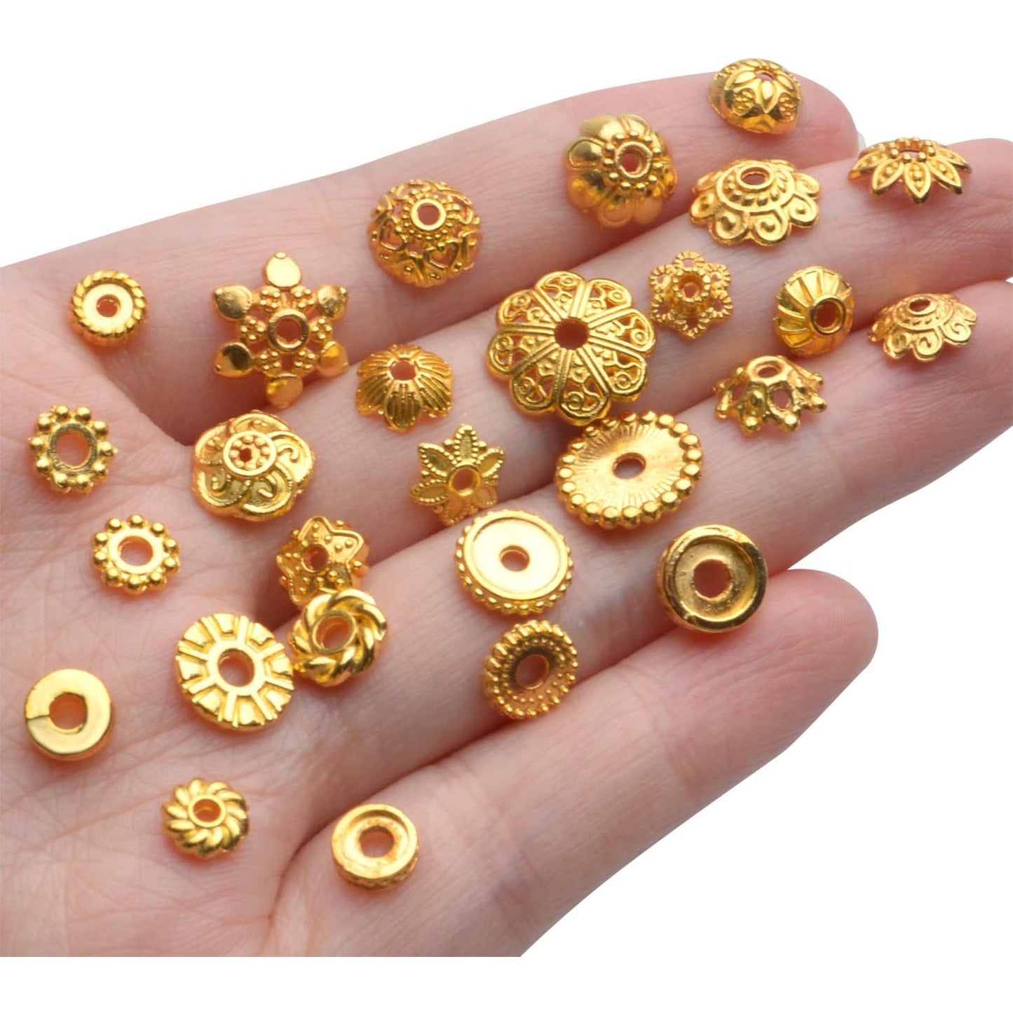 100g Mixed Metal Flower Caps Ends Tibetan Silver Spacer Loose Beads for Jewelry Making
