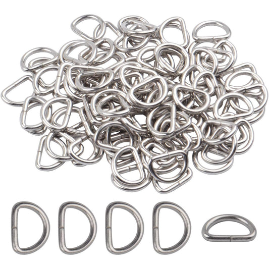 BronaGrand 200pcs 2/5 inch Metal D Ring Buckles D-Ring Loop for Handbag Purse Clothes DIY Accessories
