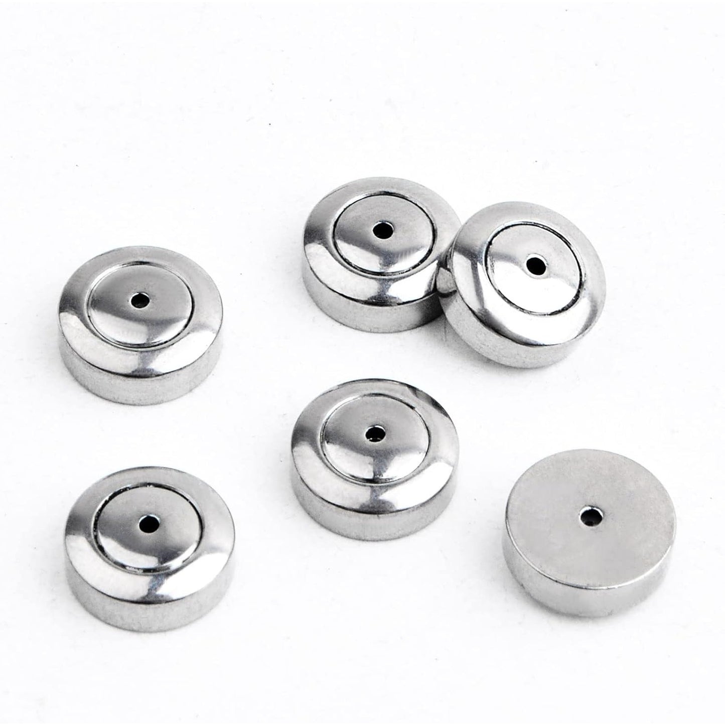 6pcs Hypoallergenic Round Disc Earring Backs Stainless Steel Locking Secure Pierced Earring Backs Replacements for Studs Earrings Droopy Ears, 8 mm x 8 mm x 3 mm