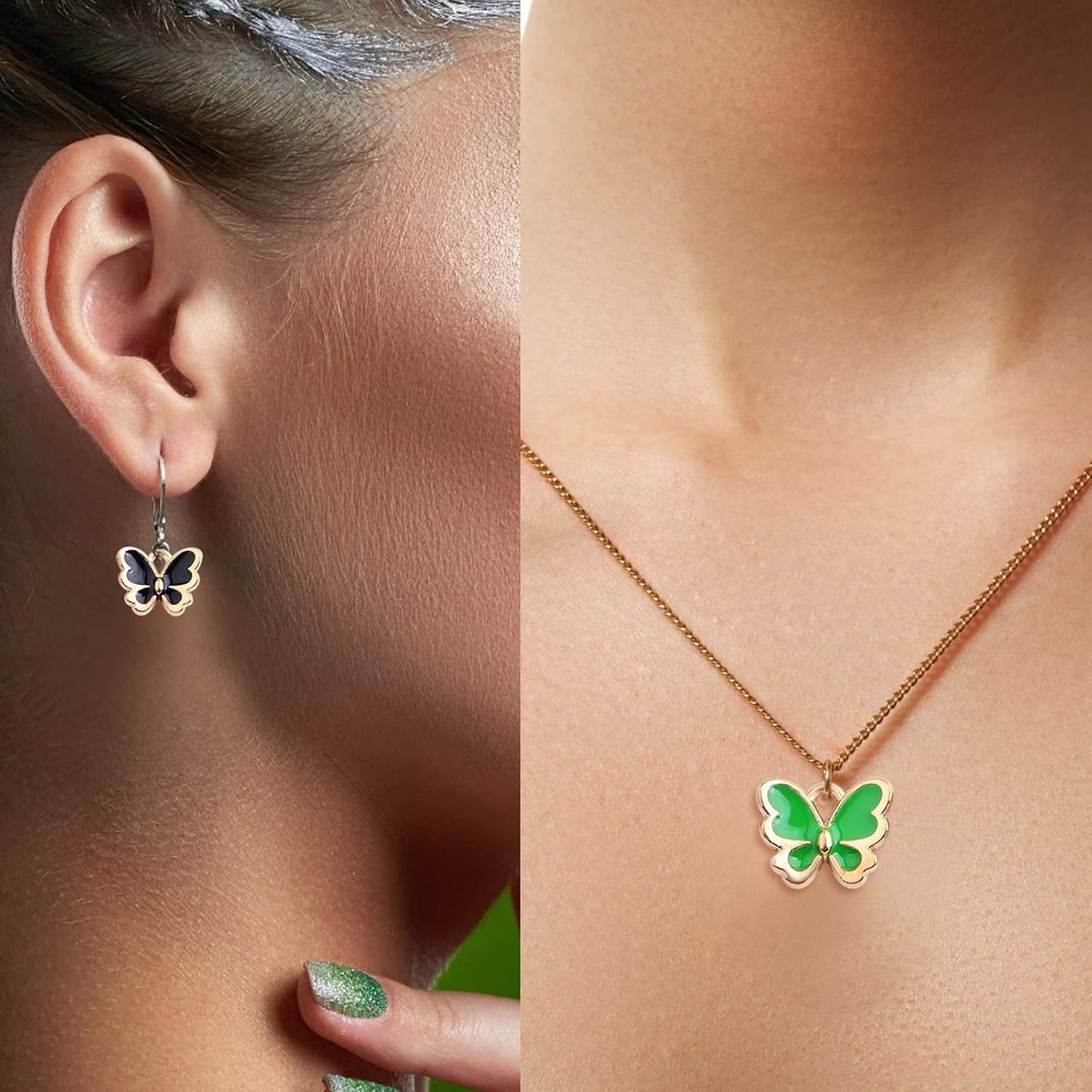 40pcs 10 Colors Enamel Butterfly Charm Pendants and 40pcs Golden Plated Earring Hooks with 80pcs Open Jump Rings, A Plastic Box for DIY Jewelry Making Handmade Supplies