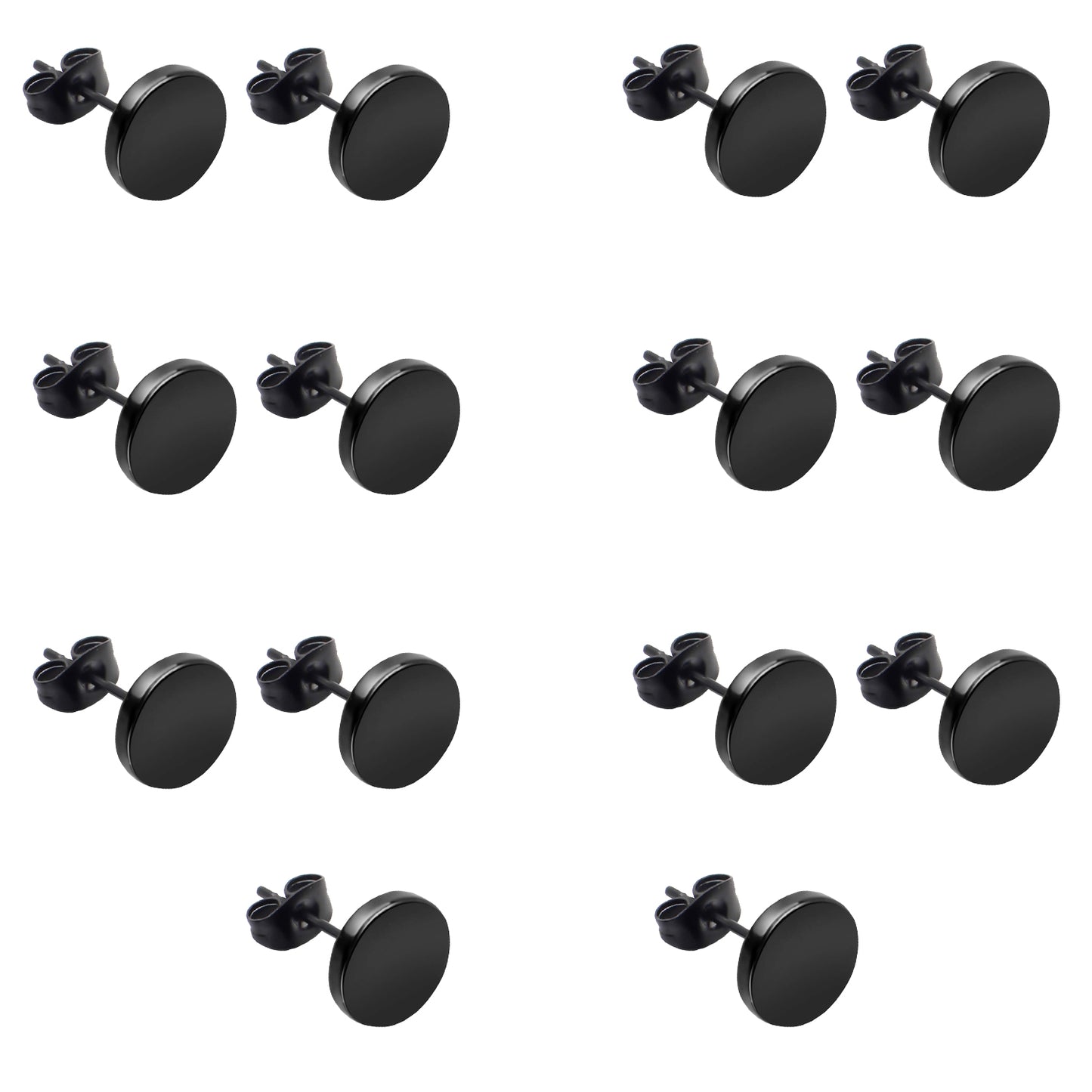 Black Round Stud Earrings, 7 Pairs Stainless Steel Dot Earrings Hypoallergenic Earrings Studs for Man Woman, 3mm/4mm/5mm/6mm/7mm/8mm/10mm