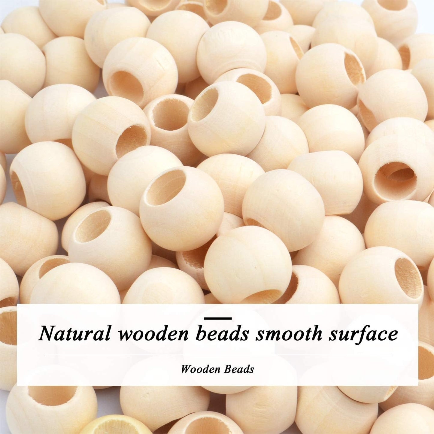 150pcs Wooden Beads Natural Wood Round Beads Wood Loose Beads Spacers with 10 mm Large Hole for DIY Bracelet Pendants Crafts Decoration Jewelry Making,20×15mm
