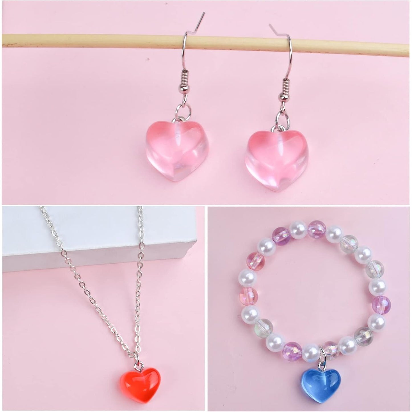 30 Pieces Gummy Heart Charms Pendant Colorful Resin Love Heart Candy Pendants Crafts Supplies for DIY Earrings Necklace Bracelet Jewelry Making