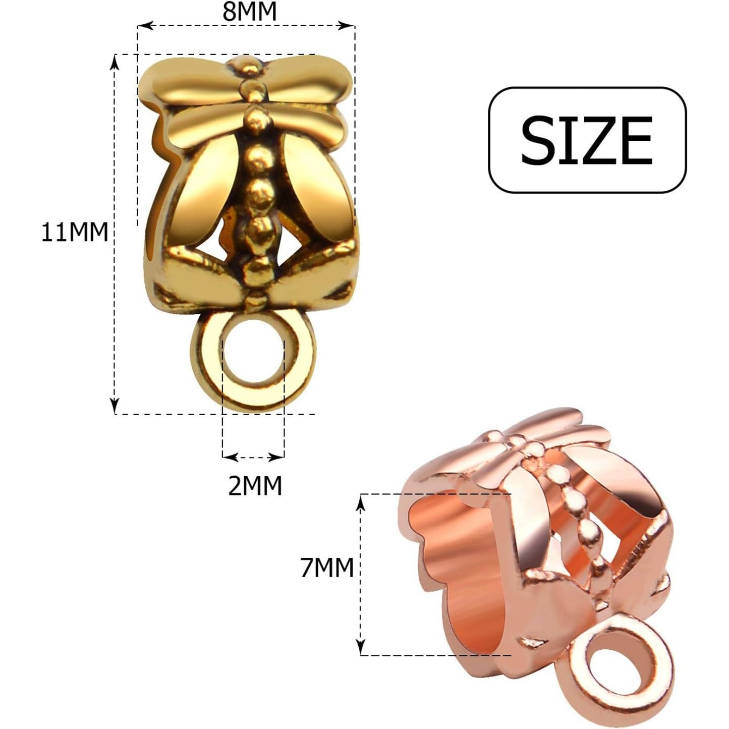80pcs Antique Tibetan Bail Beads Tube Beads Spacer Rondelle Connectors for Pendant Jewelry Making Crafts, Mixed Colors