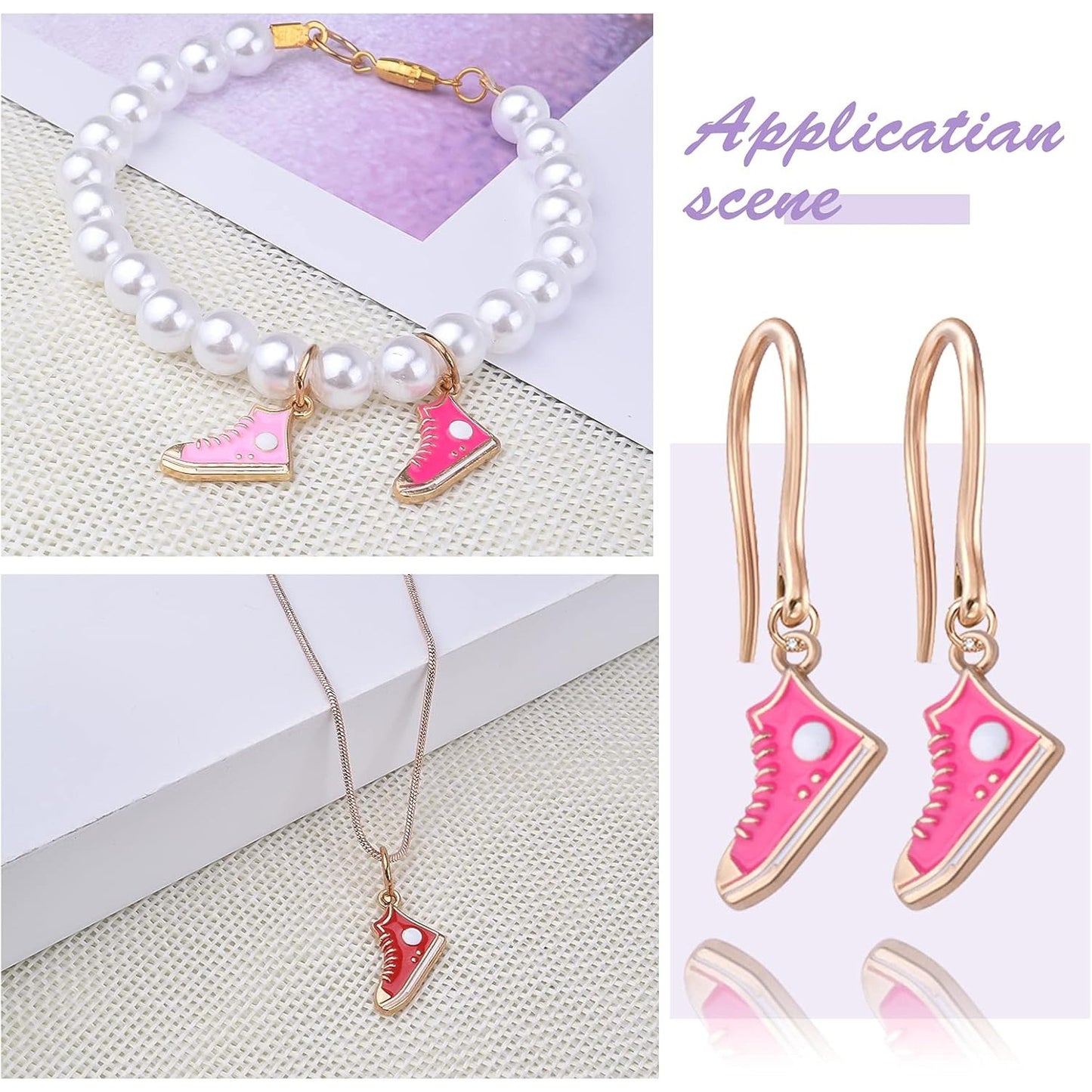 21pcs 7 Colors Alloy Shoes Charms Enamel Cute High-Top Sneaker Shoes Pendants Charms for DIY Earrings Bracelet Necklace Jewelry Making Accessories