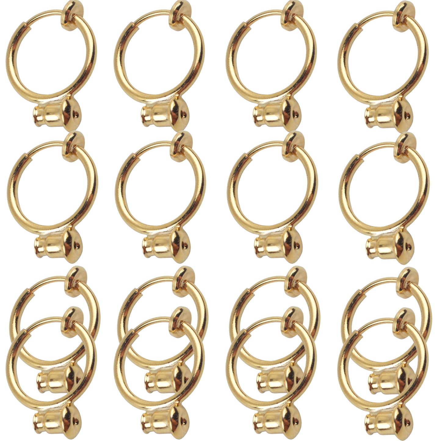 Clip-on Earring Converter,16 Pieces Earring Clip Converter Components Findings with Post for Non-Pierced Ears Jewellery Making - 4 Colors