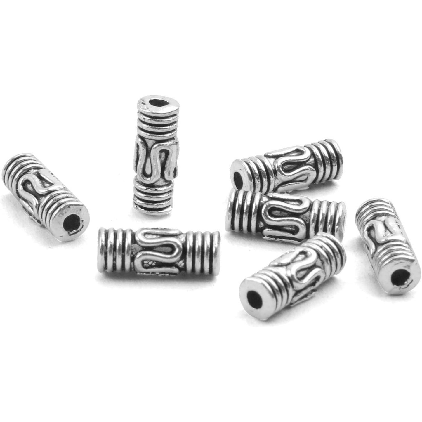 100pcs Antique Silver Column Spacer Beads Tibetan Alloy Tube Metal Spacers for Jewelry Necklace Bracelet Making,8.5x3mm