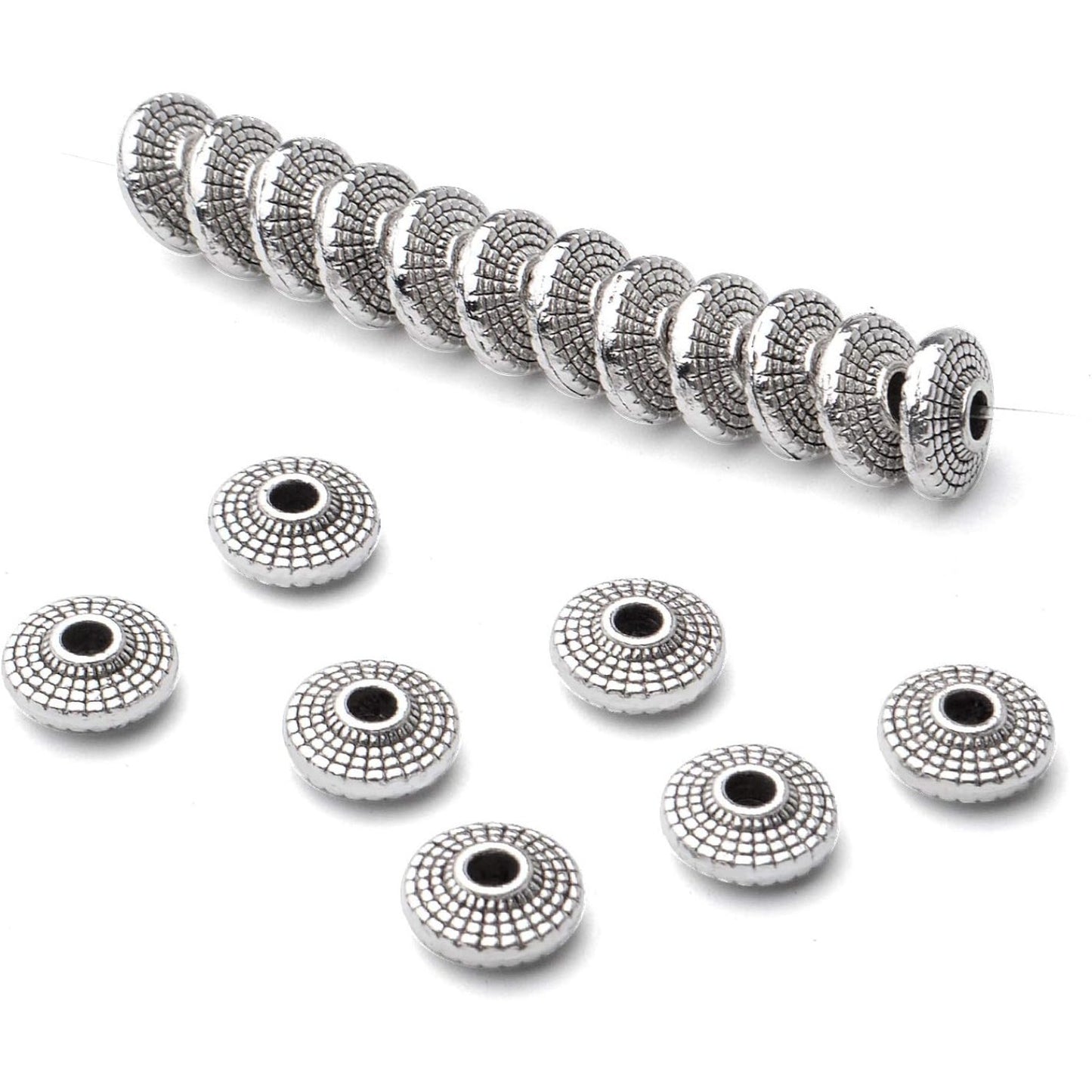 100pcs Tibetan Antique Silver Spacer Bead Metal Beads Spacers Jewelry Spacer Charms with A Box Jewelry Findings Accessories for Bracelet Necklace Jewelry Making