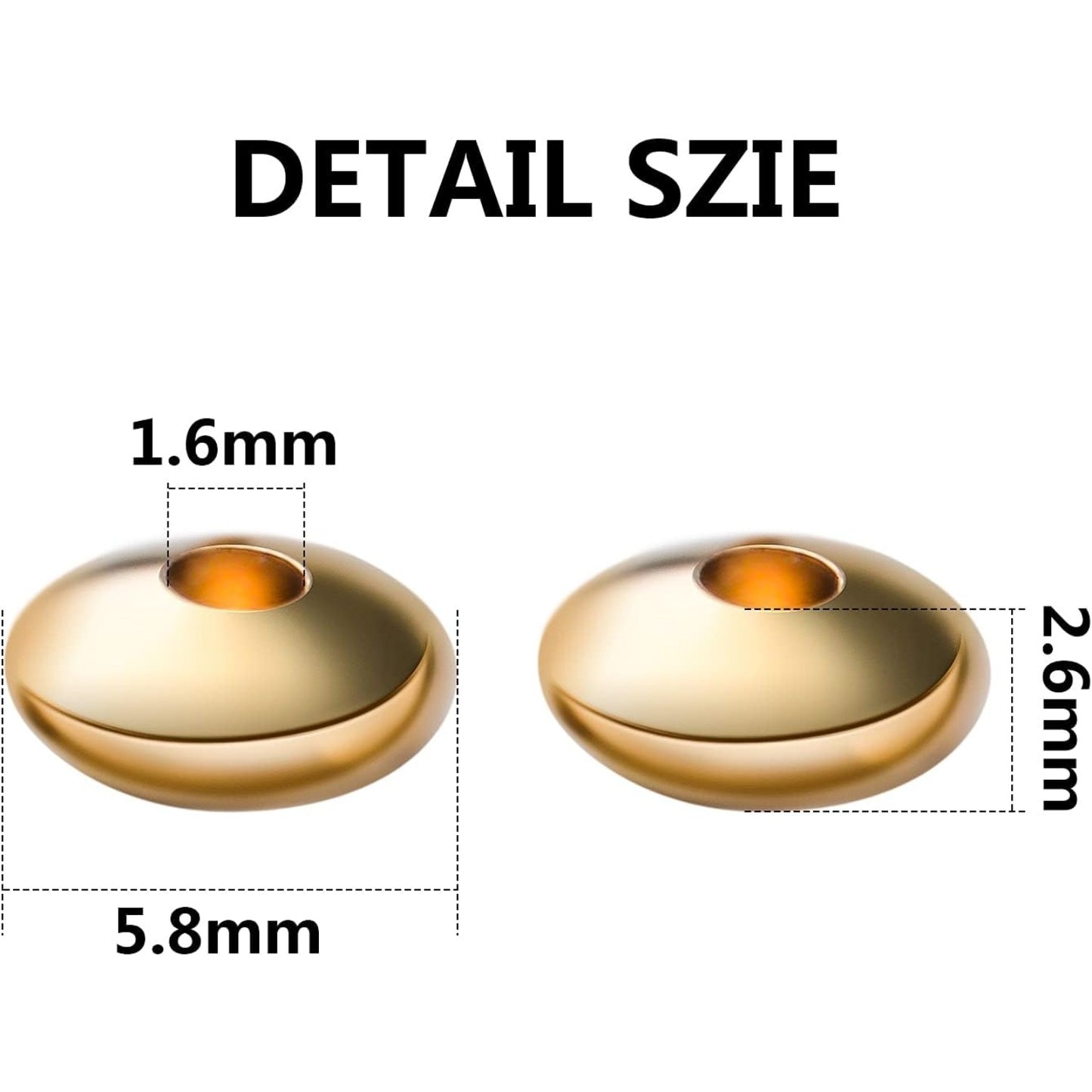 200pcs Gold Flat Round Spacers Beads Brass Abacus Beads Rondelle Bead Spacers Loose Beads Spacer Charm Beads for DIY Jewelry Necklace Making and Crafting Findings