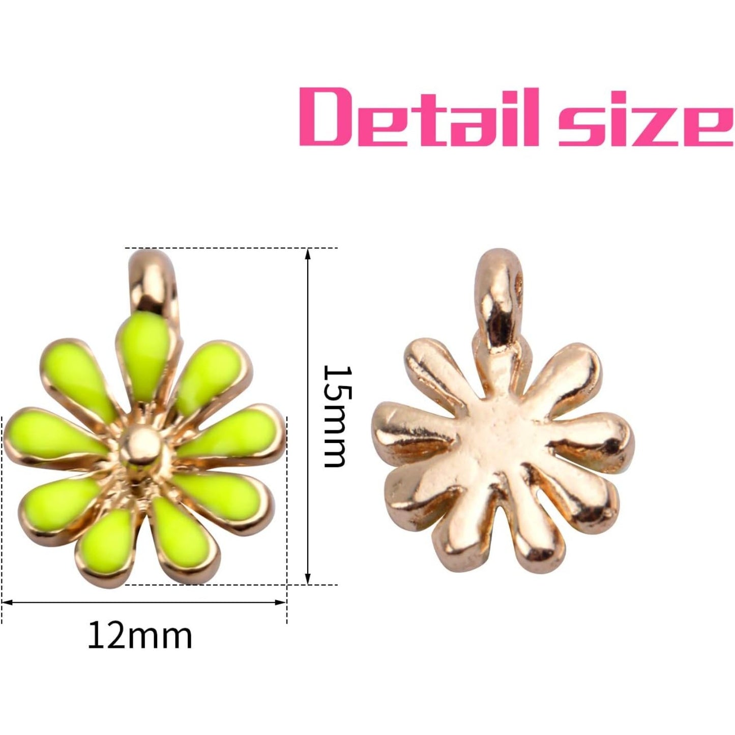 30pcs Enamel Flower Charms, Daisy Flower Pendants, 6 Colors, 12*15mm, Jewelry Findings for Necklace, Bracelet, Earrings, Crafting