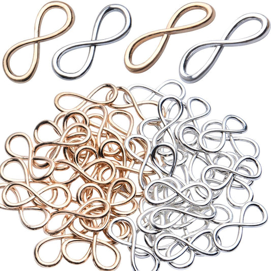 Infinity Connector Charms,50pcs Infinity Symbol Connectors Alloy Infinity Link Charms Silver and Golden Jewelry Accessories for DIY Necklace Bracelet,32x13mm