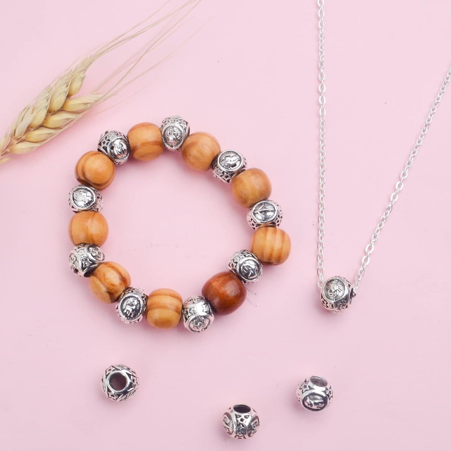 24pcs 12 Constellations Carved Beads Alloy European Large Hole Beads Lucky Charms Zodiac Loose Spacer Beads for DIY Bracelet Crafts Jewelry Making, Antique Silver