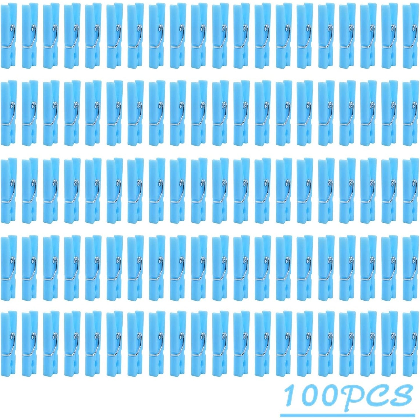100 Pieces Blue Plastic Photo Clips Mini Utility Paper Clip Clothespins Peg Pin Clips for Hanging Pictures Arts Crafts, 3.4 cm x 0.5 cm