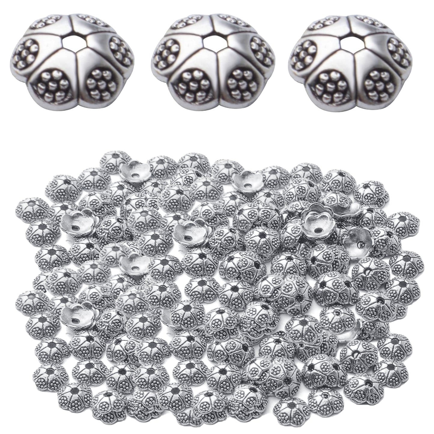 200pcs Flower Bead Caps Tibetan Alloy Spacer Beads Caps for DIY Bracelet Necklace Earrings