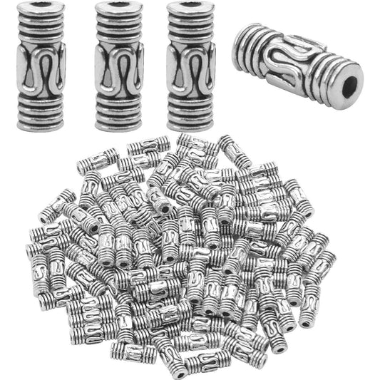 100pcs Antique Silver Column Spacer Beads Tibetan Alloy Tube Metal Spacers for Jewelry Necklace Bracelet Making,8.5x3mm