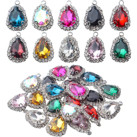 20pcs Jewelry Charms Crystal Beads Pendants Waterdrop Shape Rhinestone Teardrop Pendants for DIY Earrings Bracelet Necklace Jewelry Making, 1421mm, 10 Colors