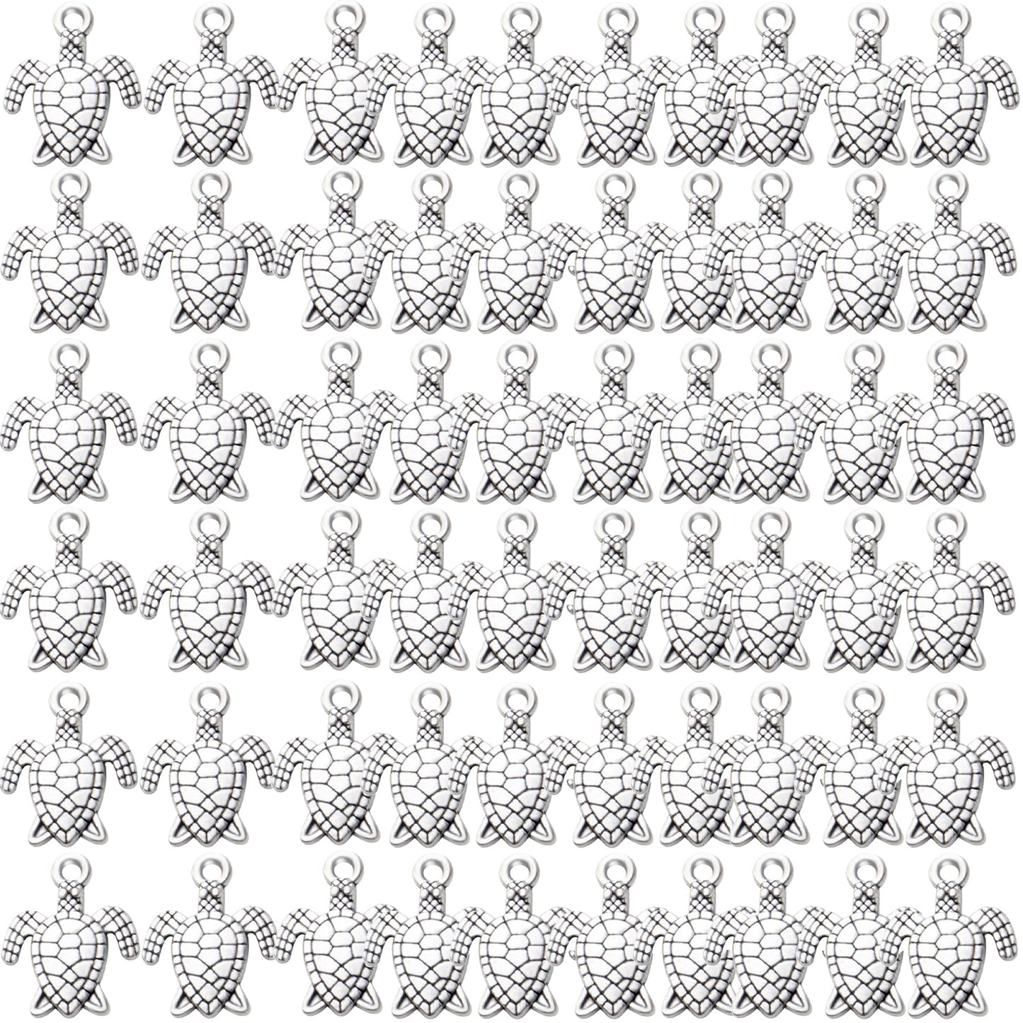 60pcs Sea Turtle Charms Alloy Tortoise Charm Pendant for DIY Necklace Bracelet Jewelry Crafts Making Accessories,5 Colors