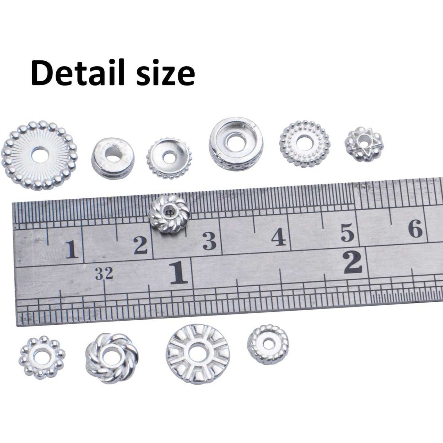 100 Gram(About 170-300pcs) Spacer Beads Jewelry Bead Charm Spacers Alloy Spacer Beads for Jewelry Making DIY Bracelets Necklace and Crafting,Silver
