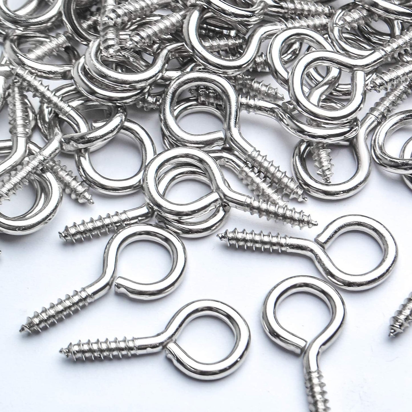 Eye Hooks Screw-in,100pcs Metal Eyes Hooks Eyelets Screw Threaded Self Tapping Eyelet Hooks 27x13mm for Resin Crafts Projects Outdoor Indoor Hanging