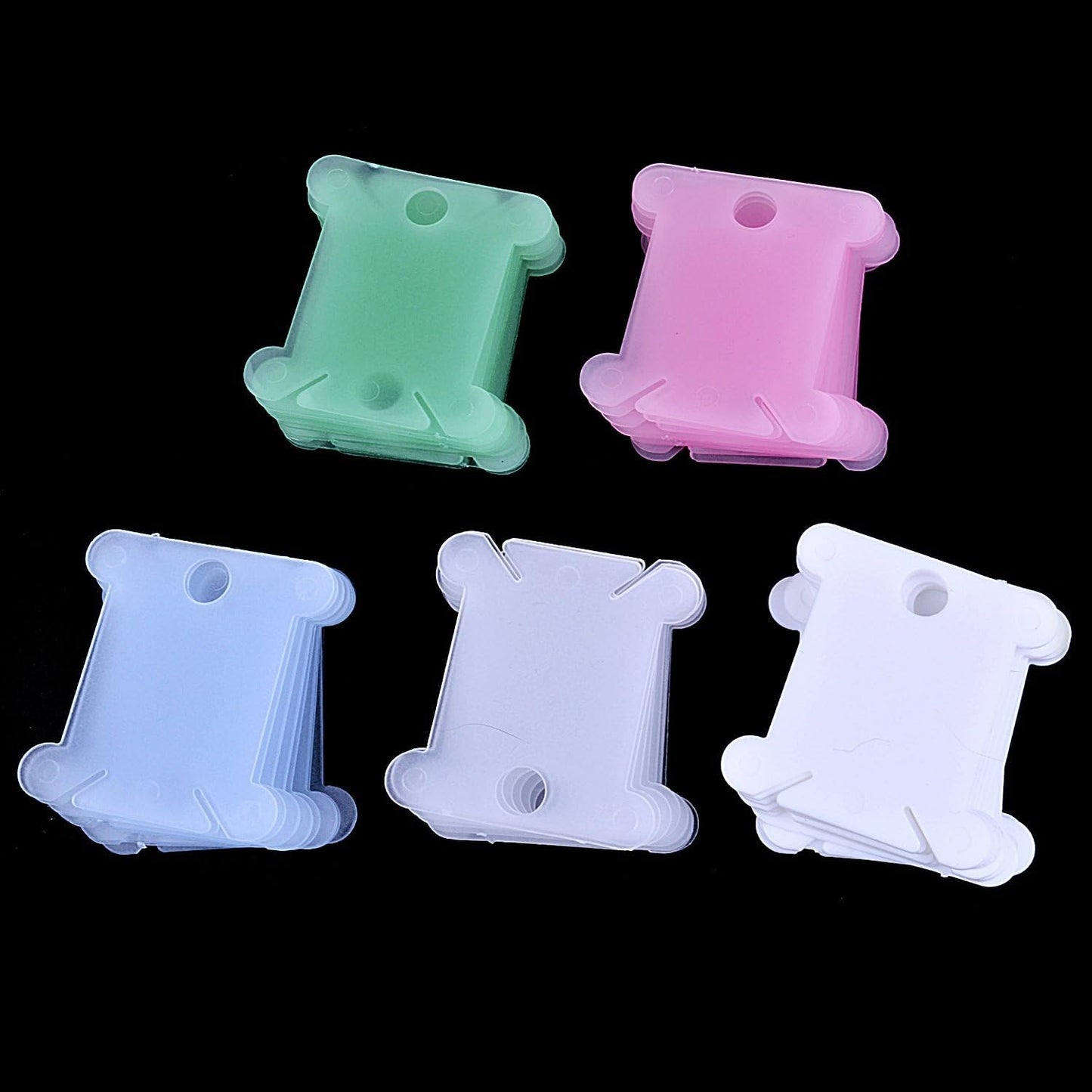 BronaGrand 100 Pieces Plastic Floss Bobbins Embroidery Thread Cards Cross Stitch Bobbin Thread Organizer